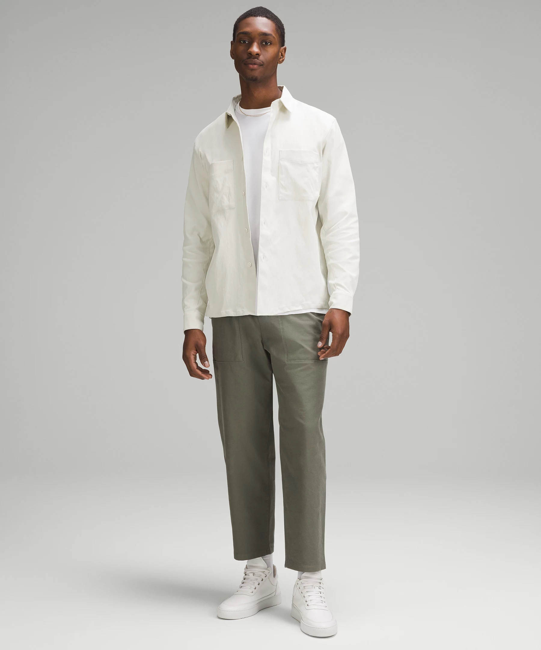 Relaxed-Fit Long-Sleeve Button-Up Shirt bone