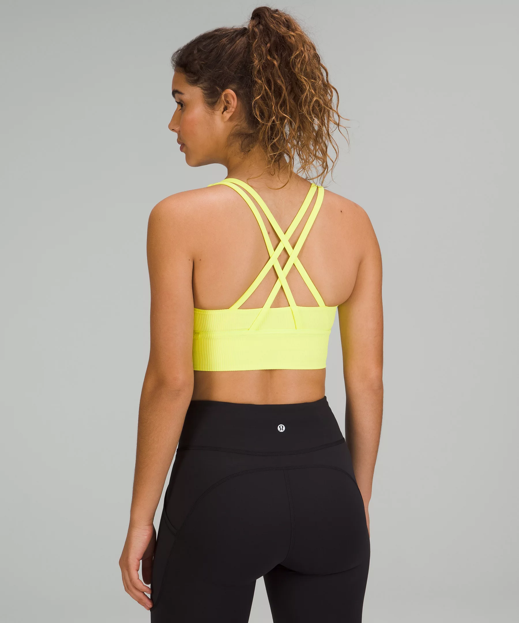 lululemon Energy Longline Ribbed Bra Luxtreme *Medium Support, B–D Cups Electric Lemon