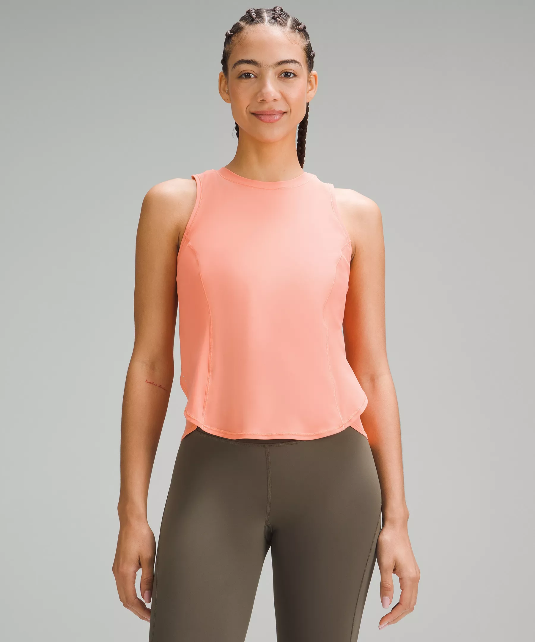 Fold-Over Running Tank Top *Online Only sunny coral