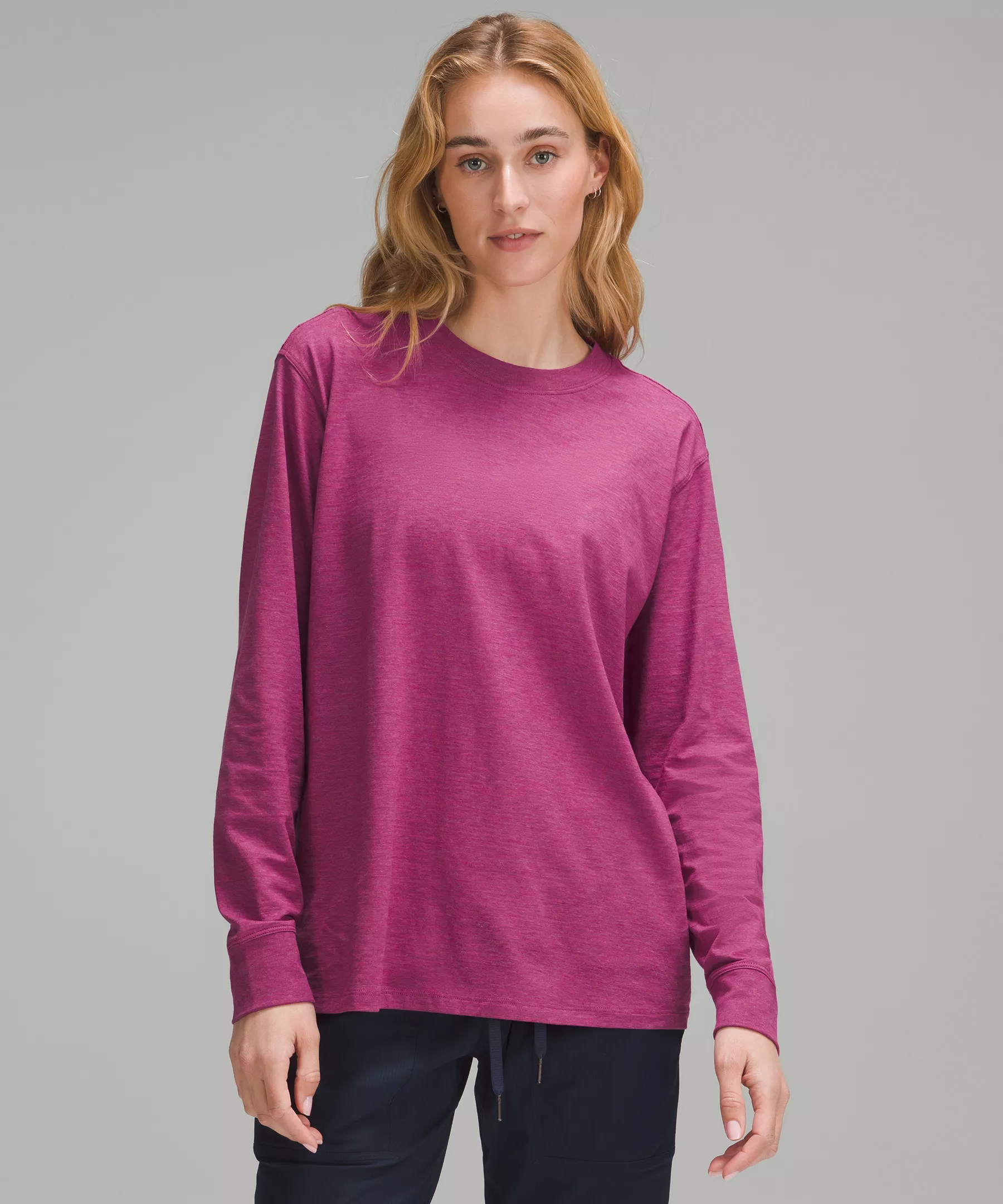 All Yours Cotton Long-Sleeve Shirt *Online Only Heathered Magenta Purple