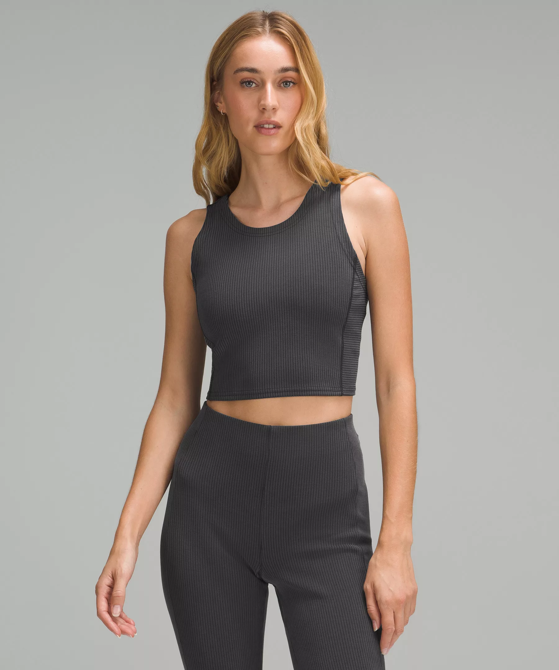 Ribbed Softstreme Cropped Tank Top Black