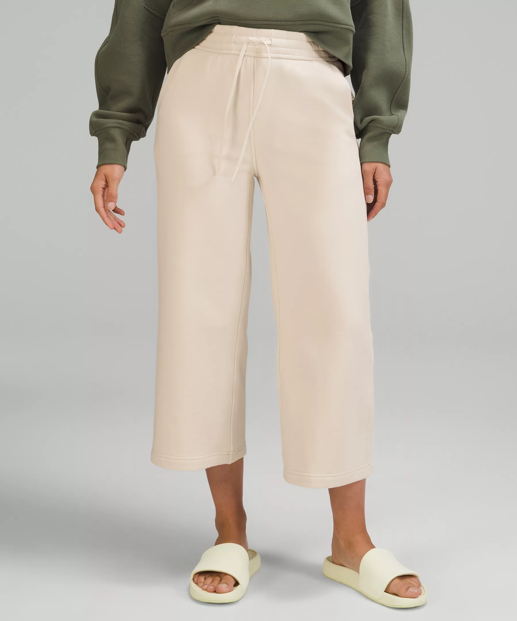 Loungeful High-Rise Wide Leg Cropped Pants White Opal