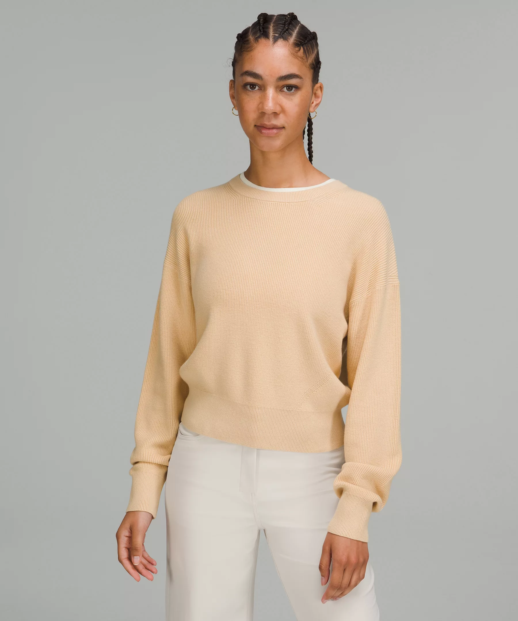 Waist Length Crewneck Sweater Prosecco/Lemon Sorbet