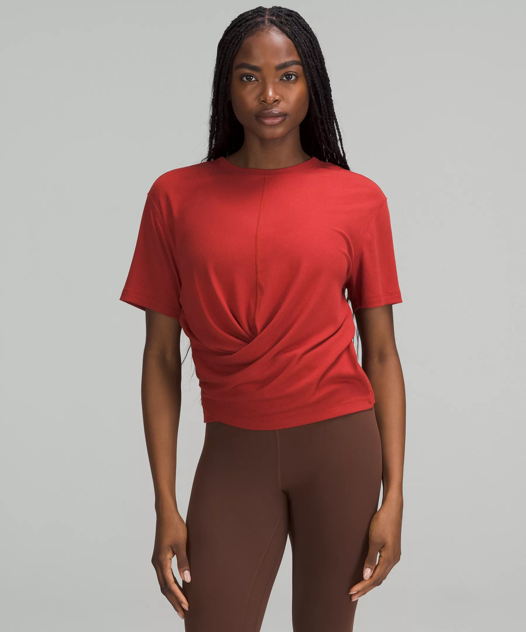 Ribbed Modal-Silk Blend Reversible T-Shirt Cayenne