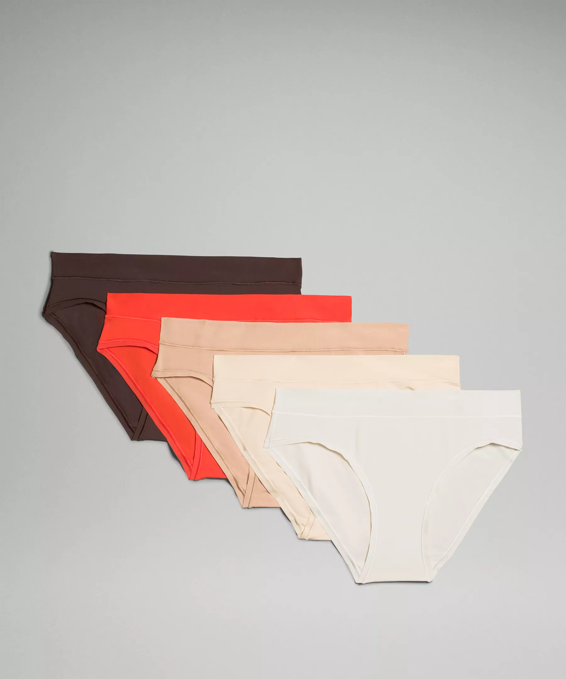 UnderEase Mid-Rise Bikini Underwear 5 Pack Solar Orange/Bone/Pale Linen/Contour/French Press