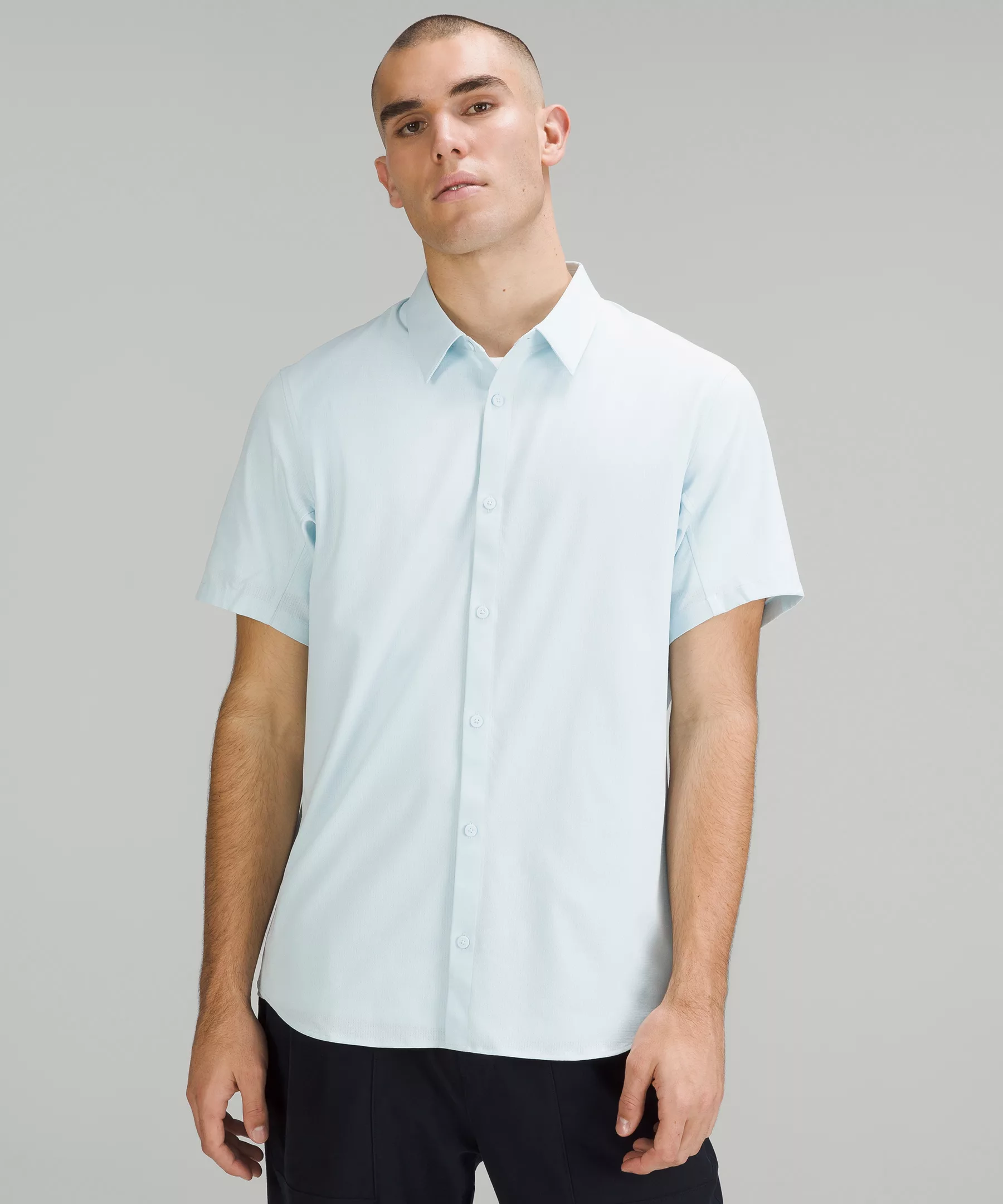 Airing Easy Short Sleeve Button-Up Shirt Powder Blue