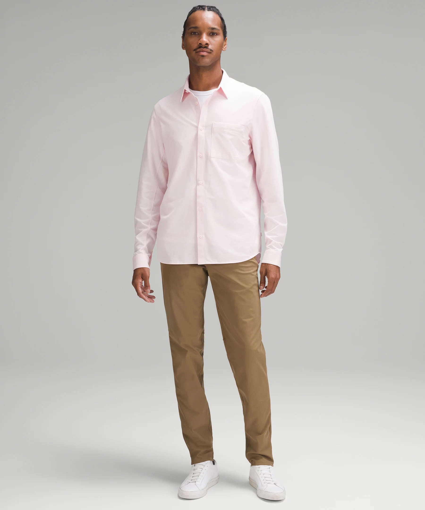 Commission Long-Sleeve Shirt *Oxford Strawberry Milkshake/White