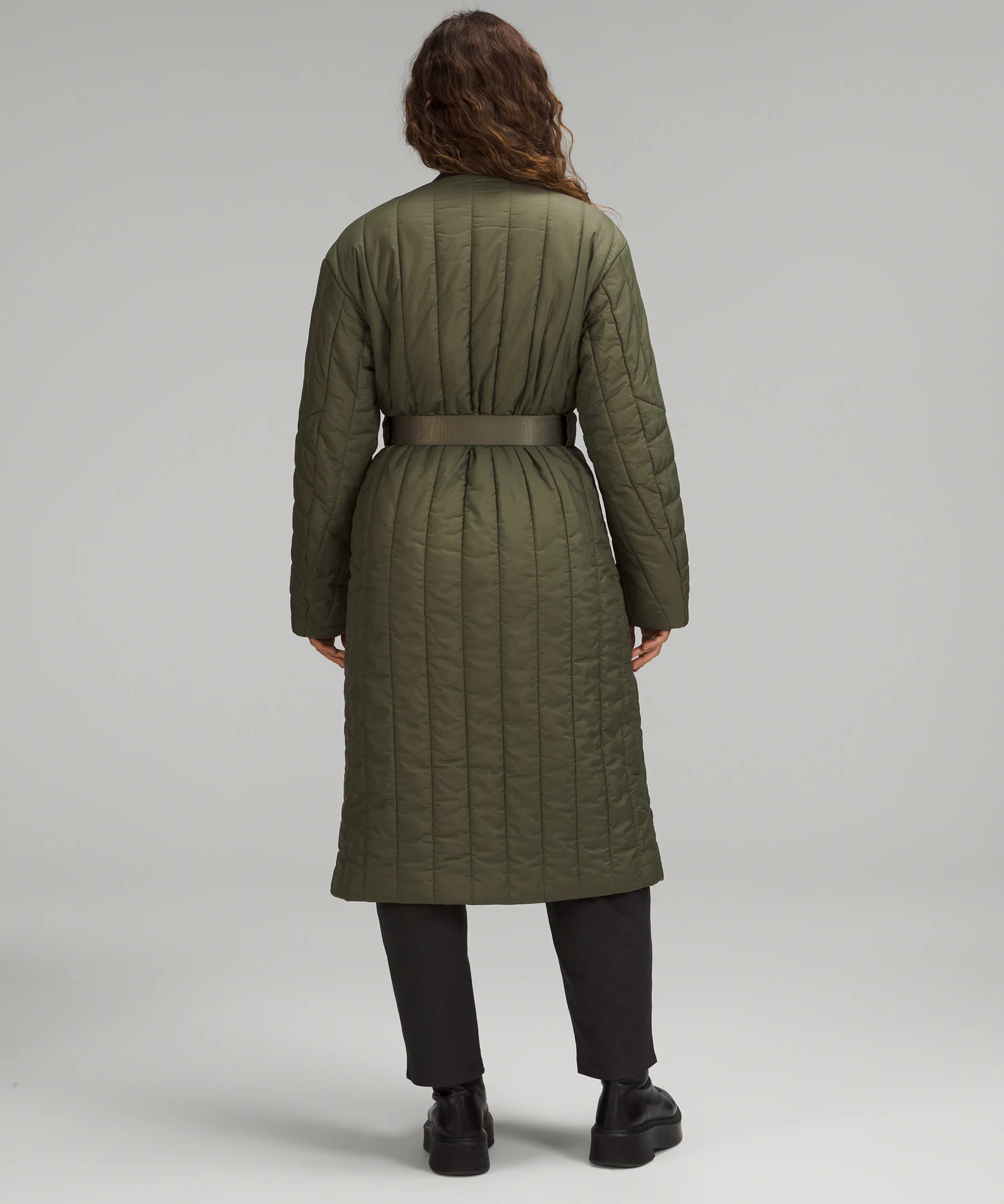 Belted Long Insulated Jacket *Online Only Medium Olive