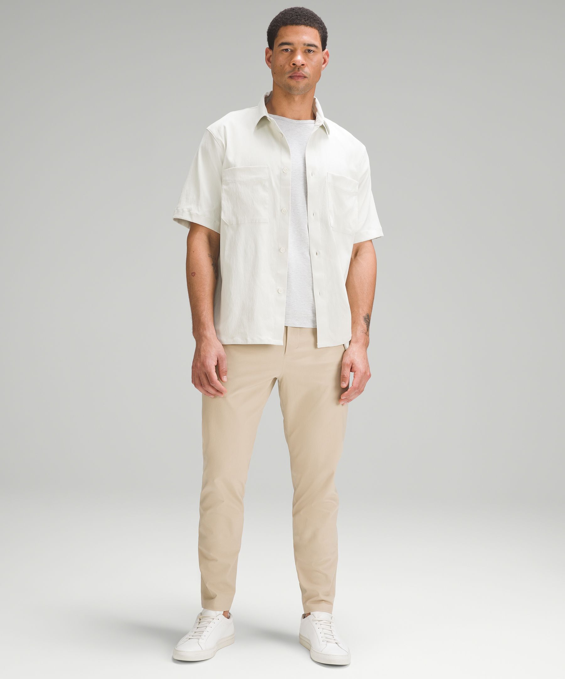 Relaxed-Fit Short Sleeve Button-Up bone