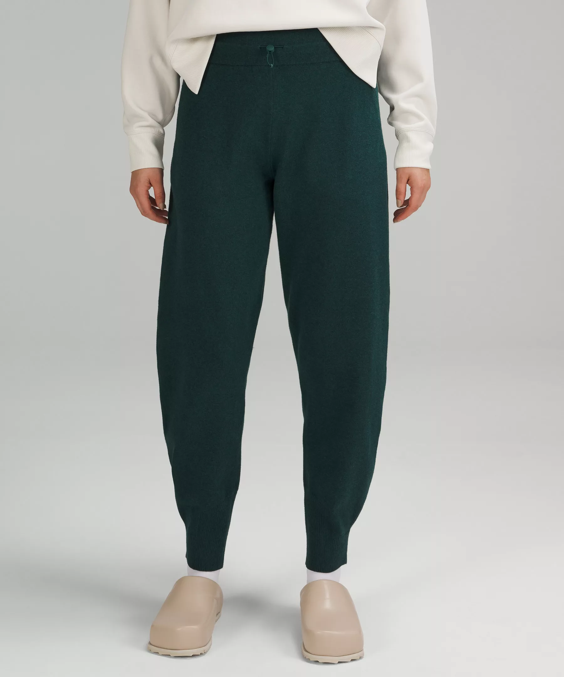 Cotton-Cashmere Knit Mid-Rise Jogger Online Only Heathered Green Jasper