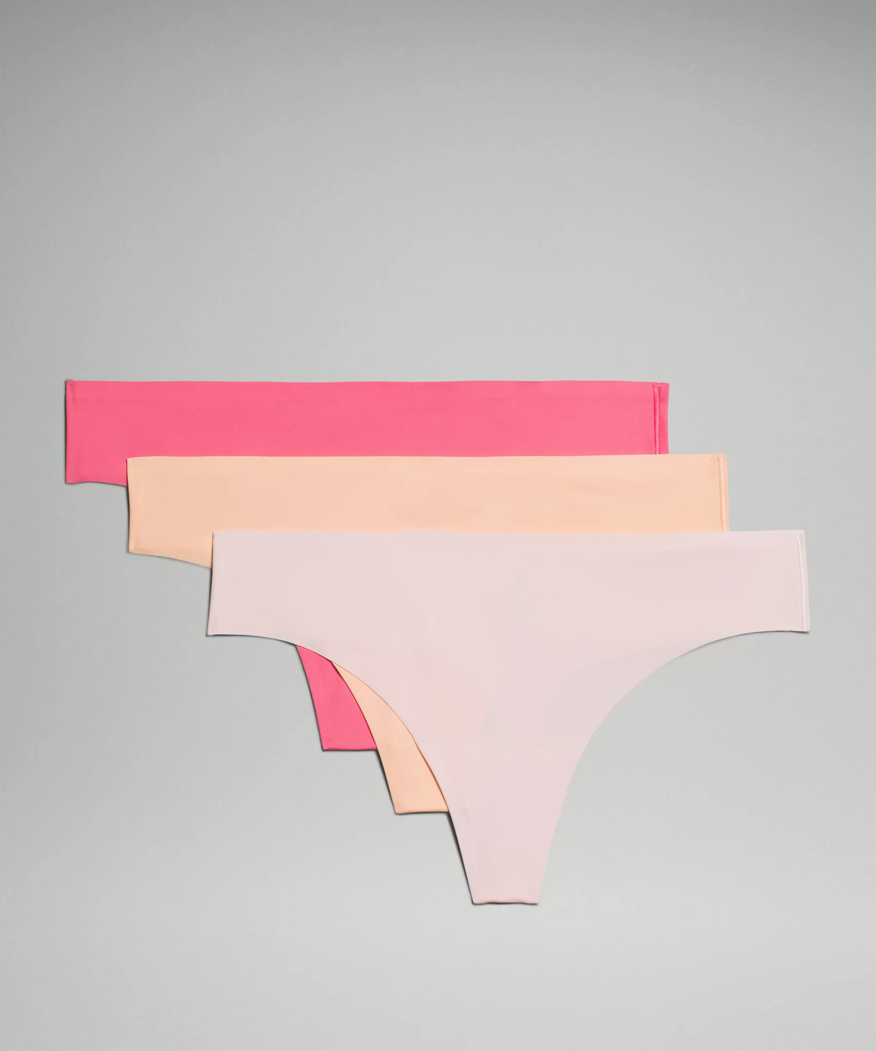 InvisiWear Mid-Rise Thong Underwear *3 Pack Lip Gloss/Flush Pink/Summer Glow
