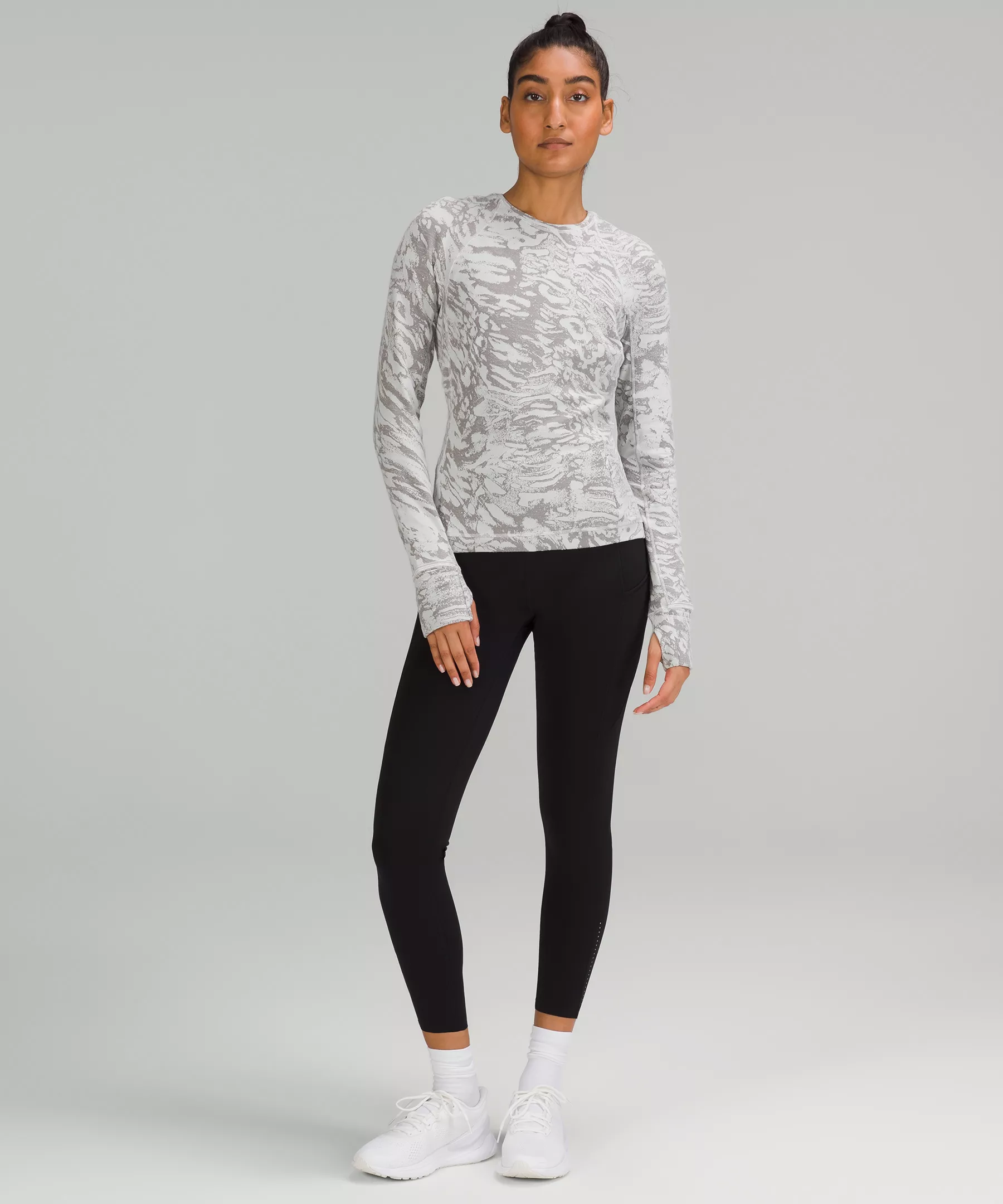 It's Rulu Run Long Sleeve Shirt *Jacquard Liquidize Camo Duo Jacquard Vapor Gull Grey