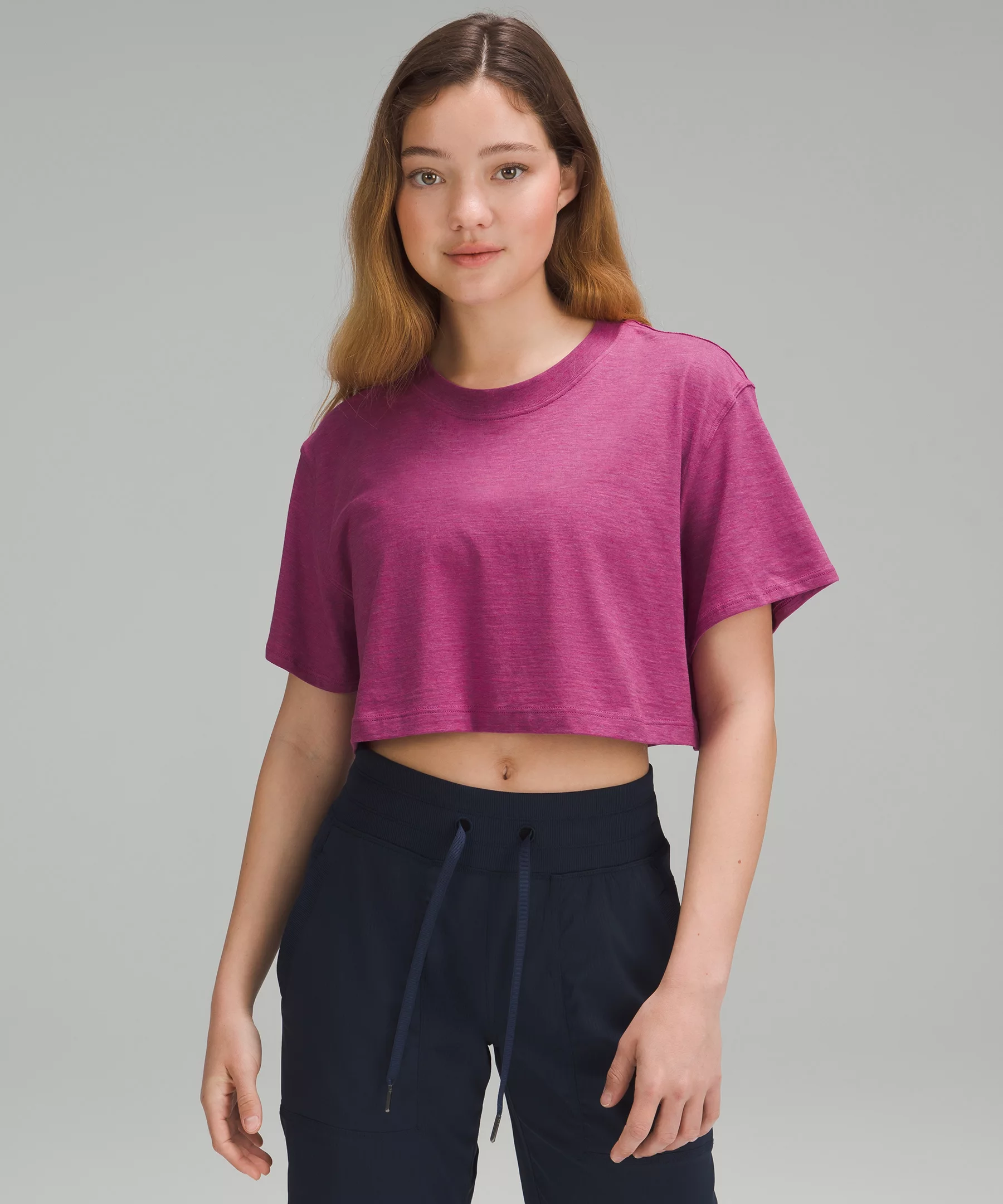 All Yours Cropped T-Shirt Heathered Magenta Purple