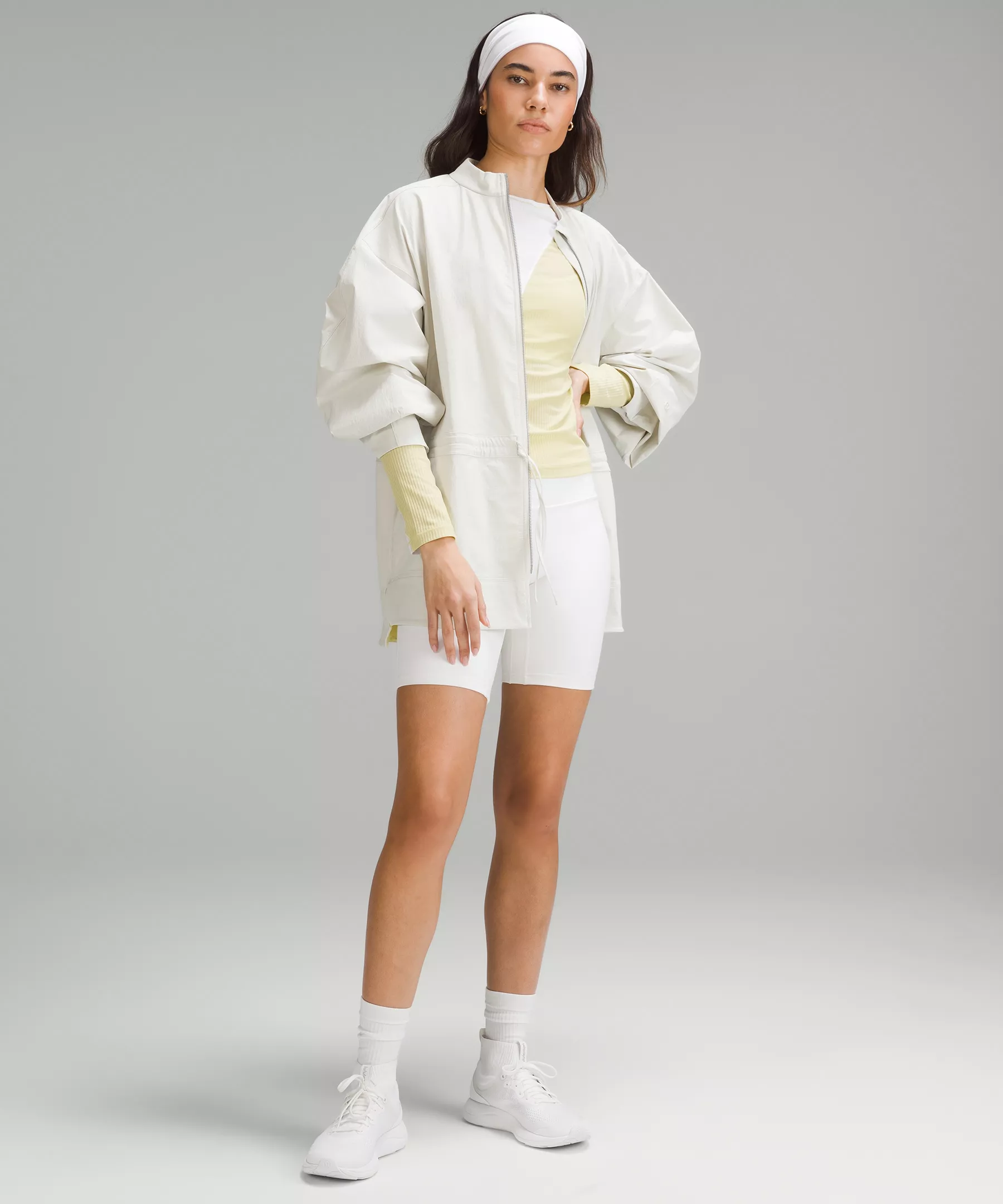 Asymmetrical Ribbed Cotton Long-Sleeve Shirt Finch Yellow/White
