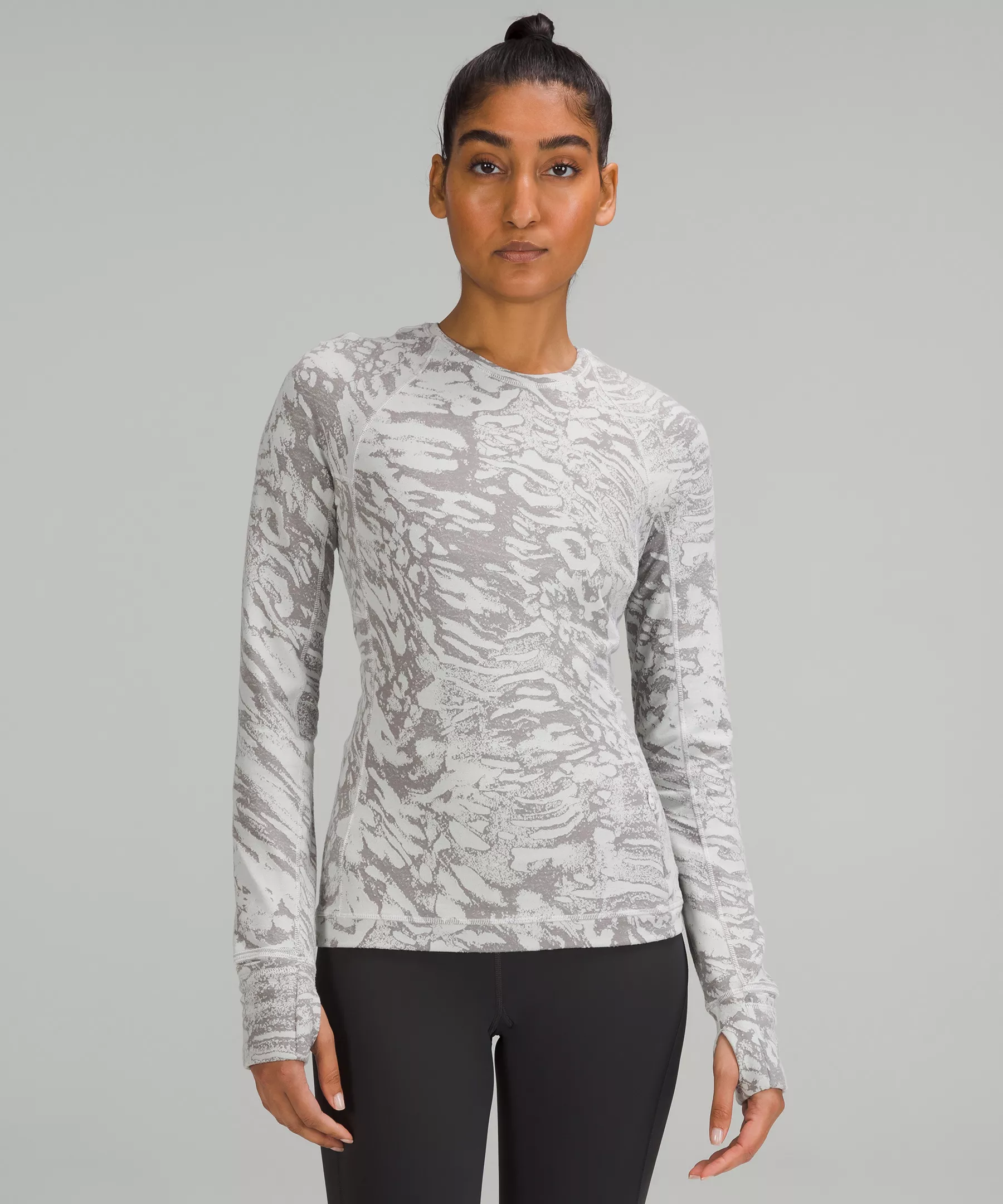 It's Rulu Run Long Sleeve Shirt *Jacquard Liquidize Camo Duo Jacquard Vapor Gull Grey