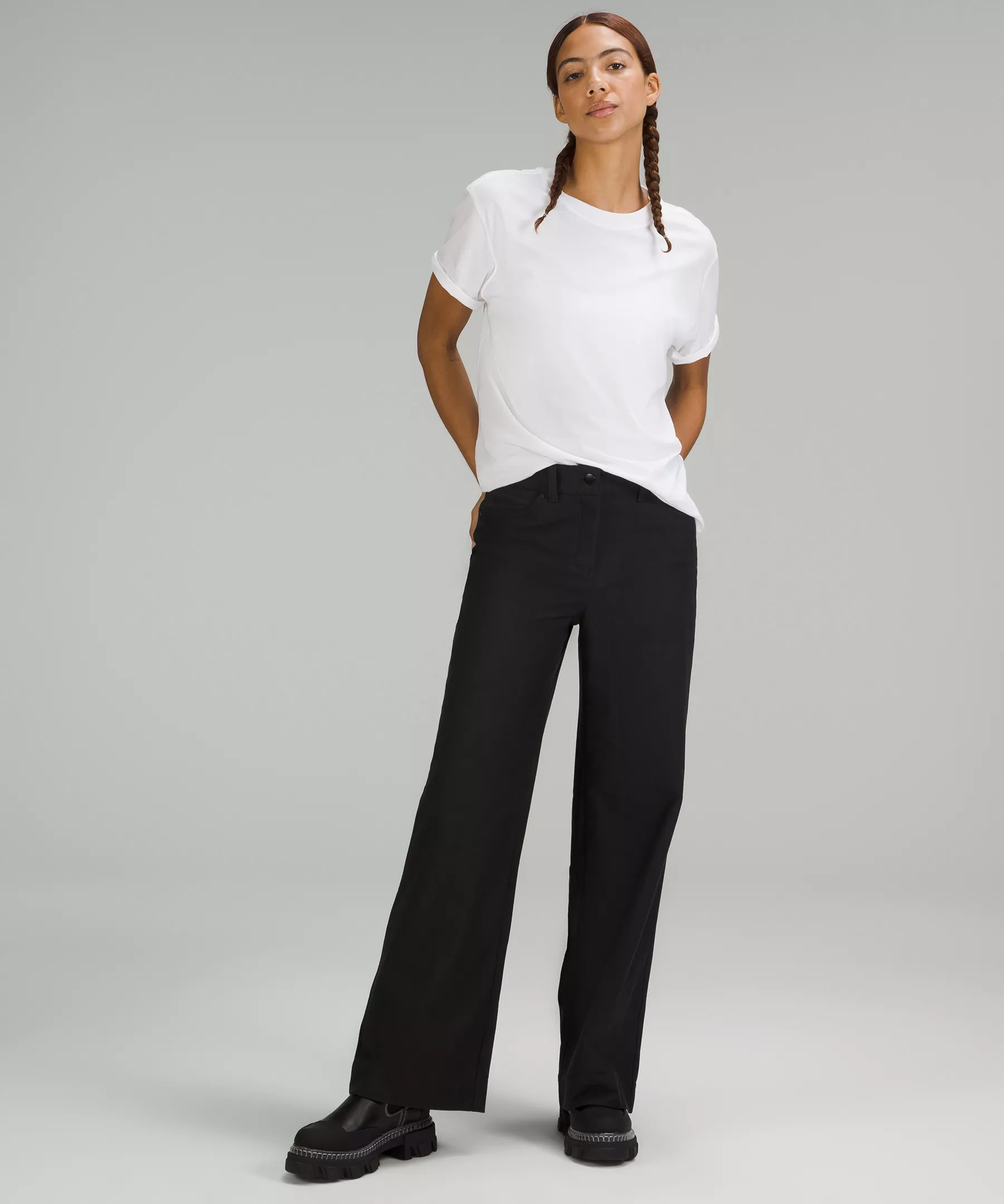 City Sleek 5 Pocket High-Rise Wide-Leg Pant Full Length *Light Utilitech Black