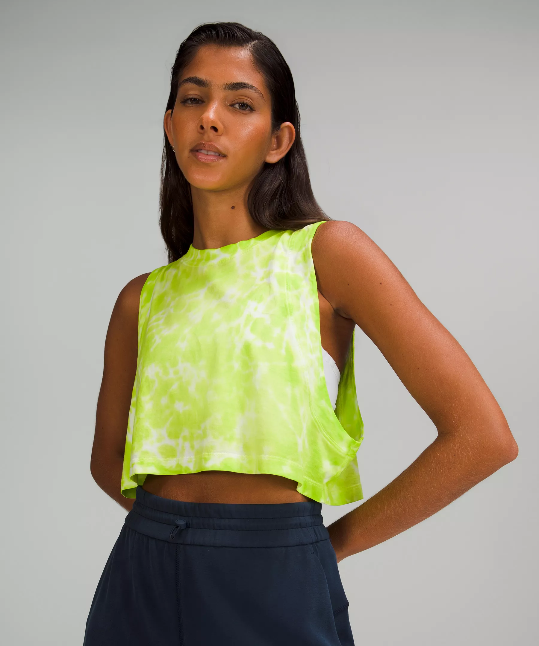 All Yours Cropped Cotton Tank Top *Tie Dye Marmoleado Tie Dye Eccentric Lime