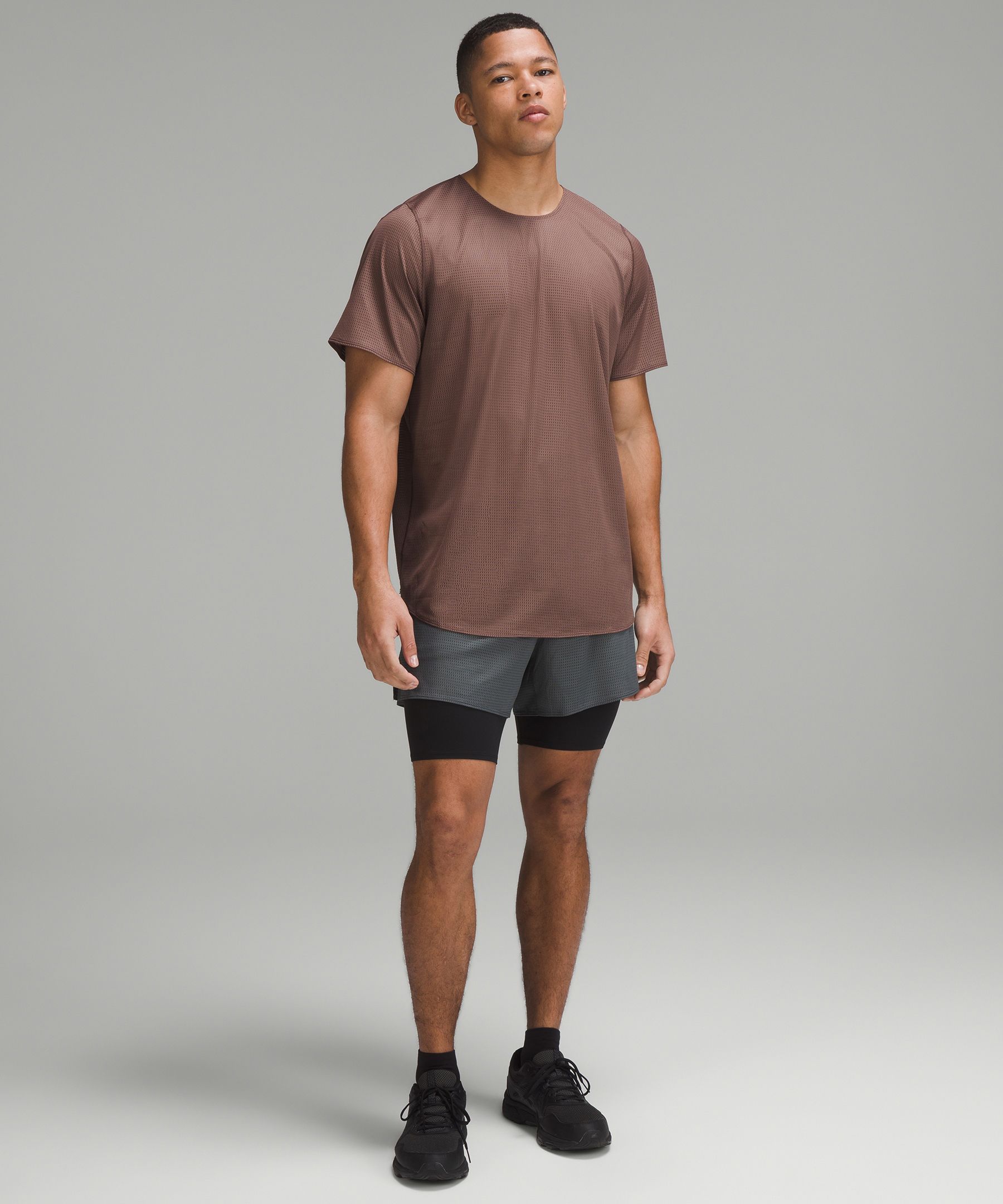 lululemon lab Grid Mesh Short-Sleeve Shirt *Graphic Twilight Rose