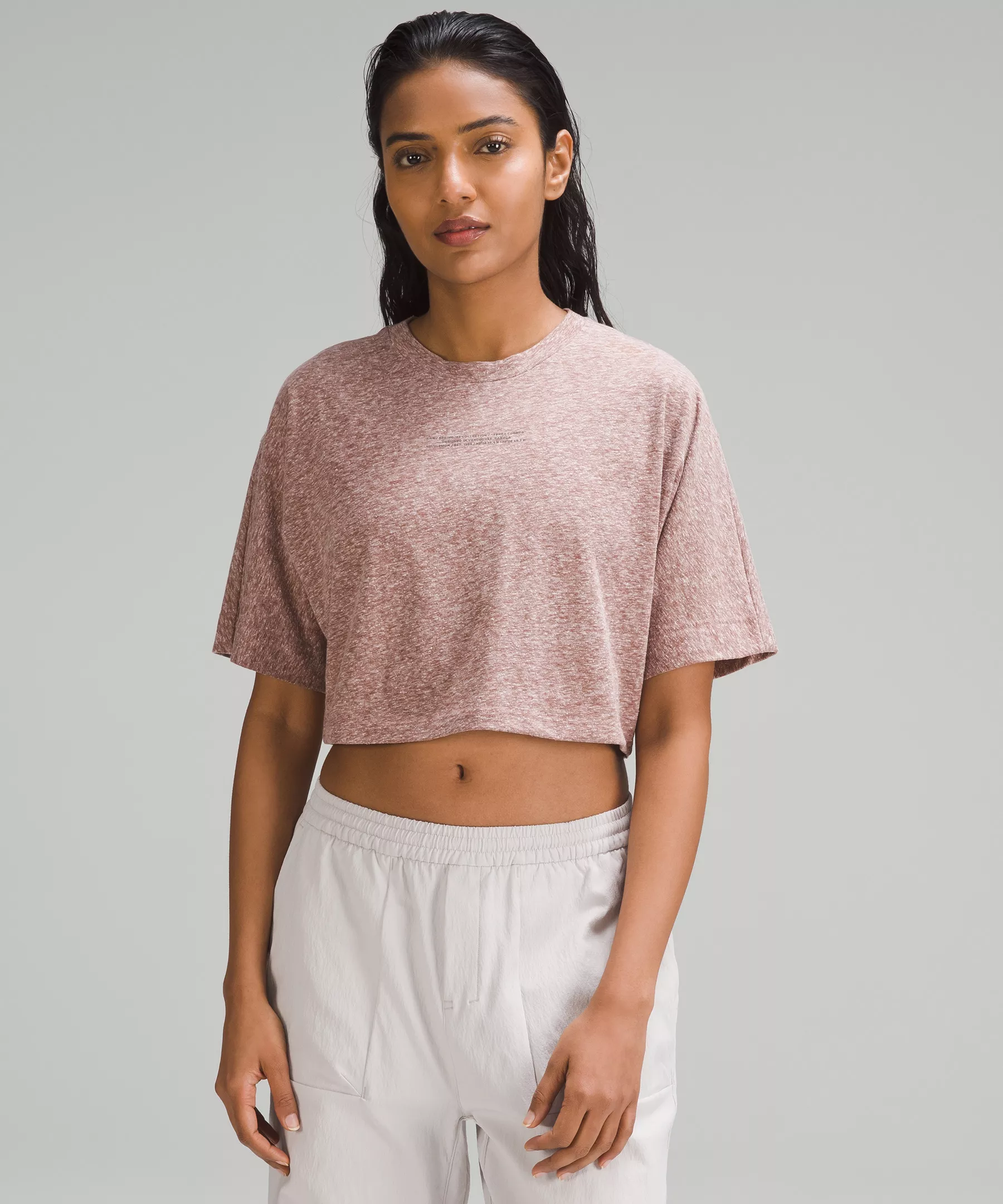 lululemon lab Cotton-Blend Cropped T-Shirt *Graphic Twilight Rose