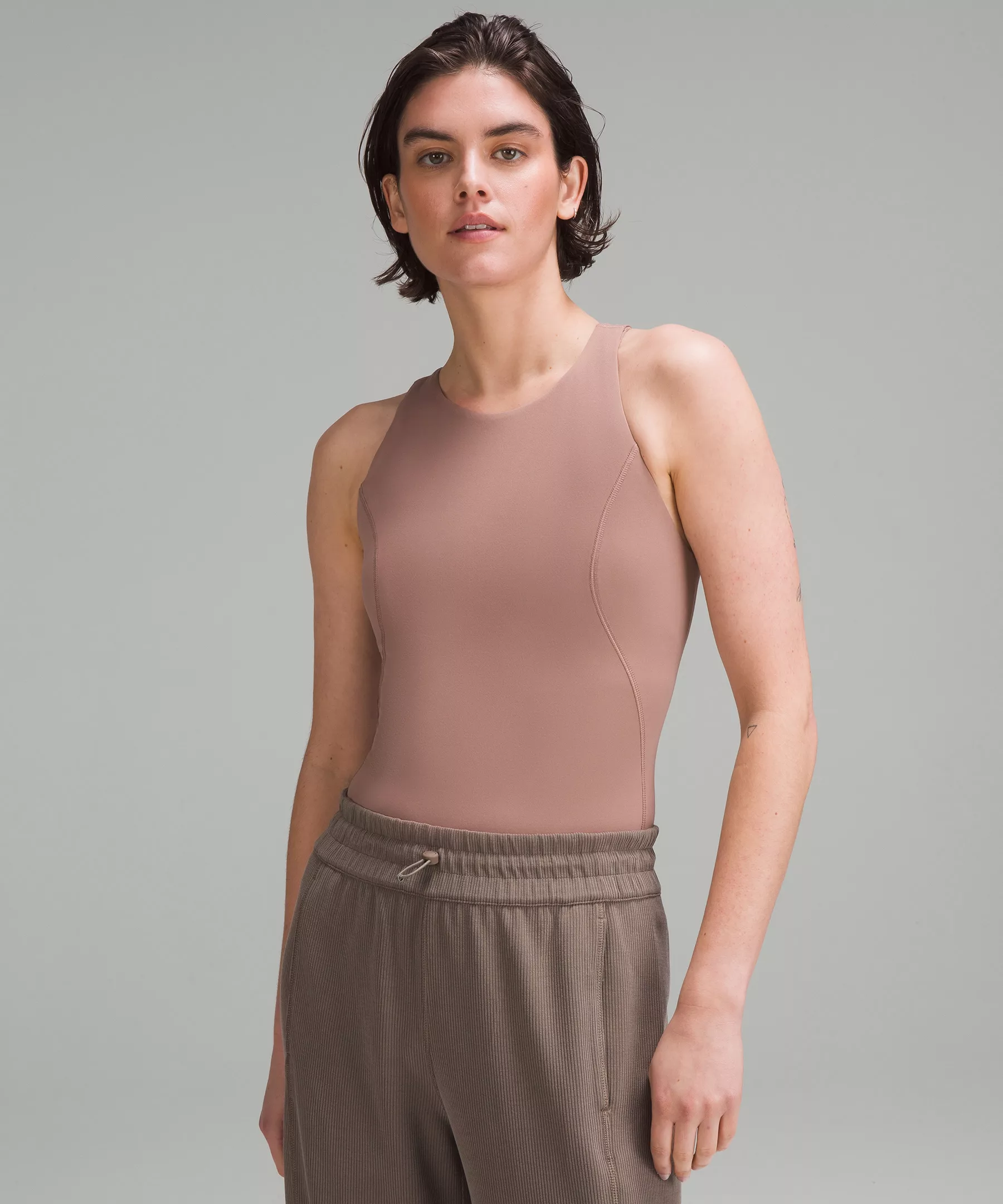 High-Neck Tight-Fit Shelf Bodysuit *Online Only Twilight Rose