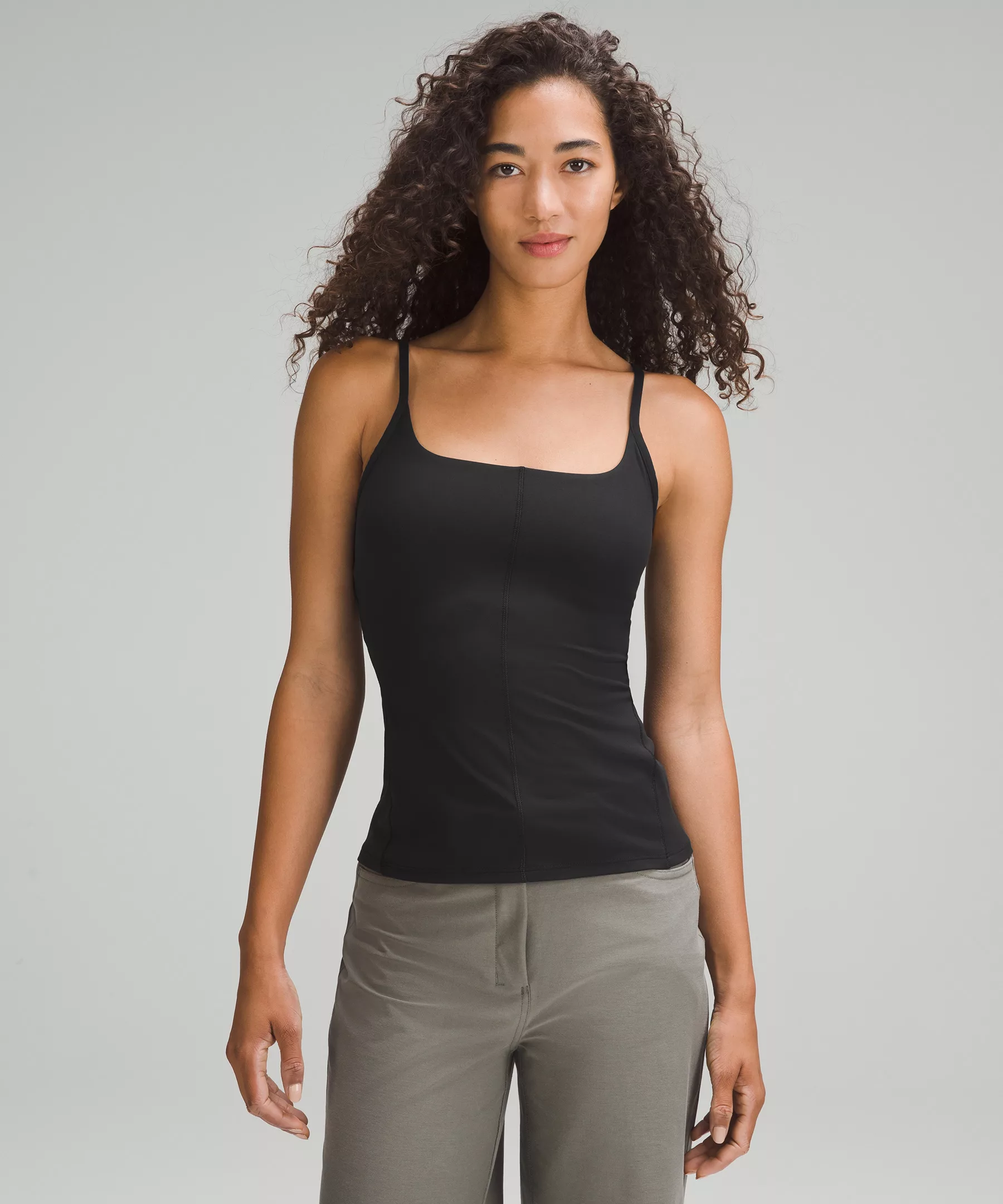 Straight Strap Close-to-Body Shelf Tank Top *Online Only Black