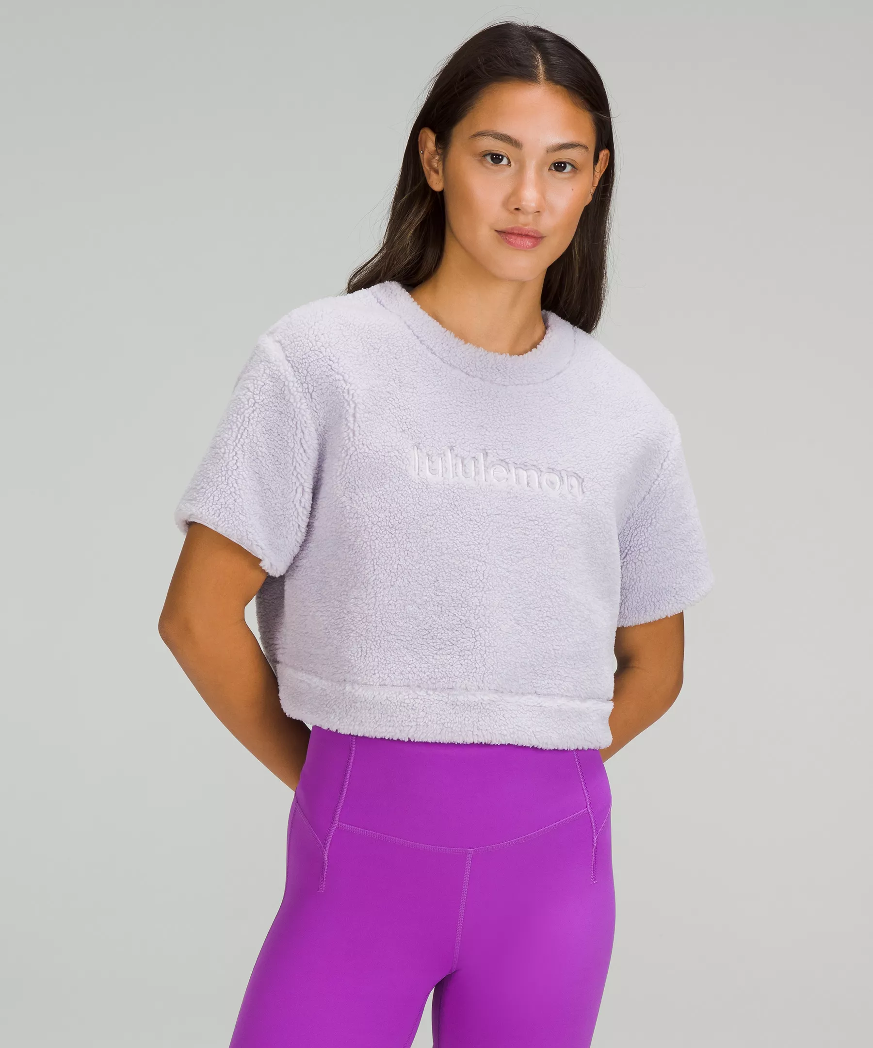 Textured Fleece Embroidered Logo T-Shirt Faint Lavender
