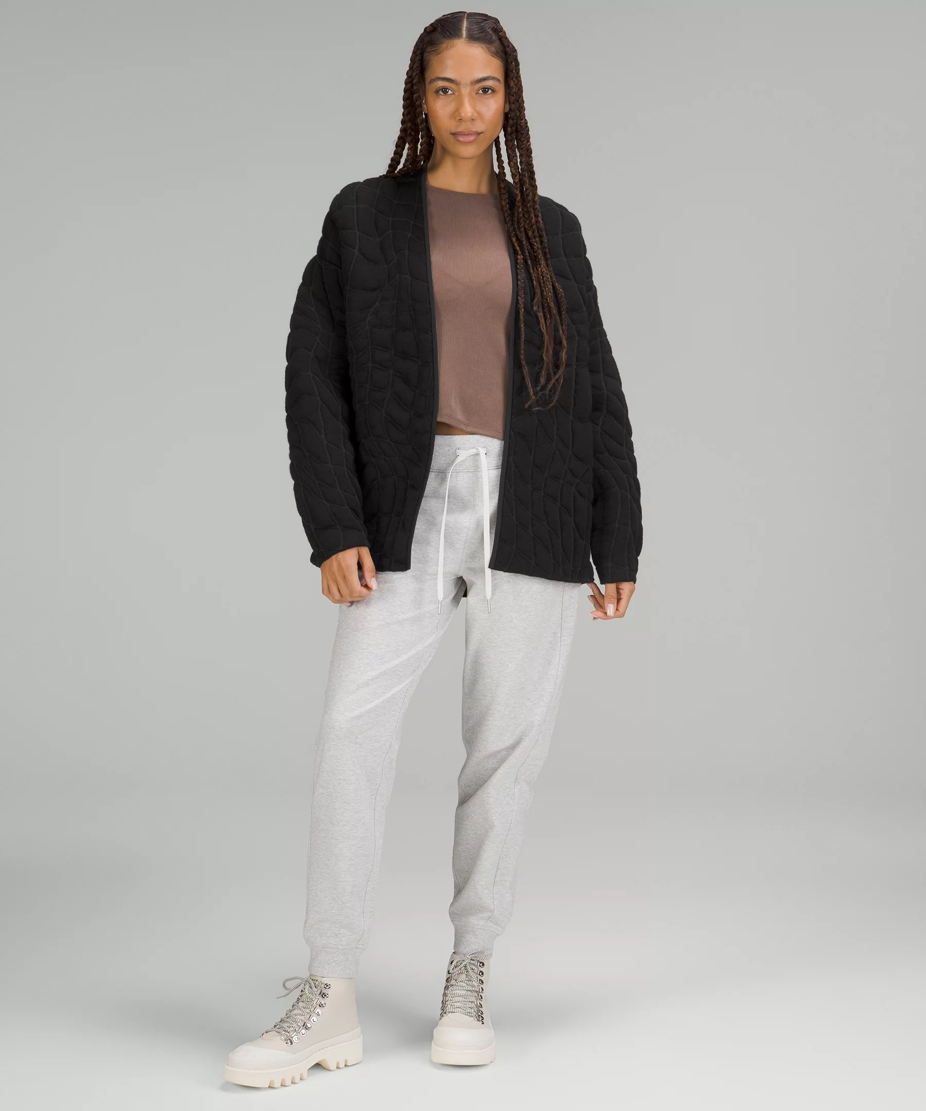 Insulated Jacquard Cardigan black/black