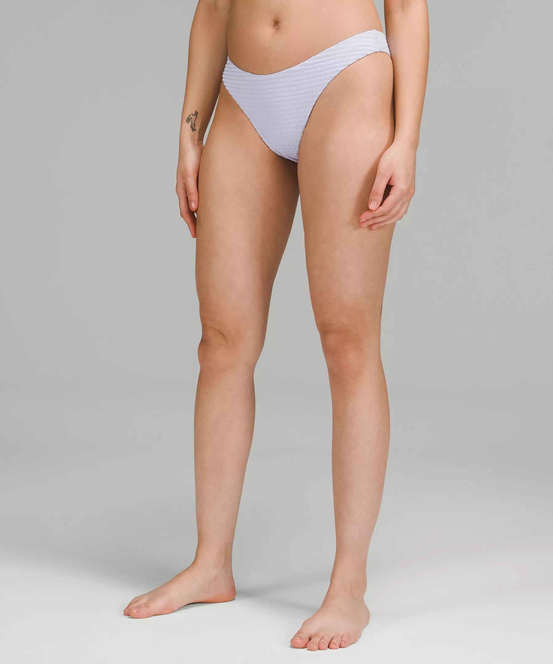 Smocked Mid-Rise Skimpy-Fit Swim Bottom *Online Only Hyper Stripe Pastel Blue