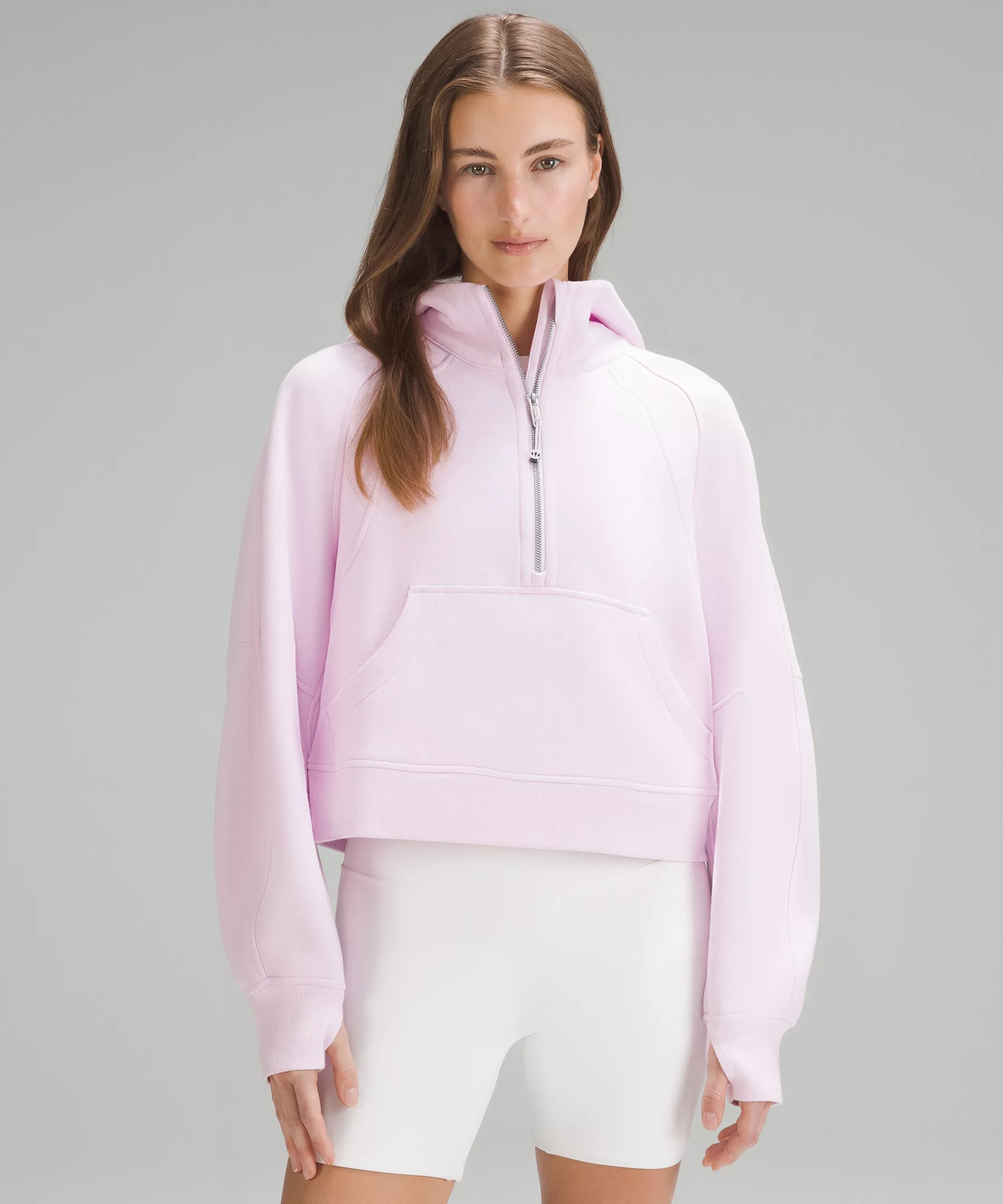 Scuba Oversized Half-Zip Hoodie Meadowsweet Pink