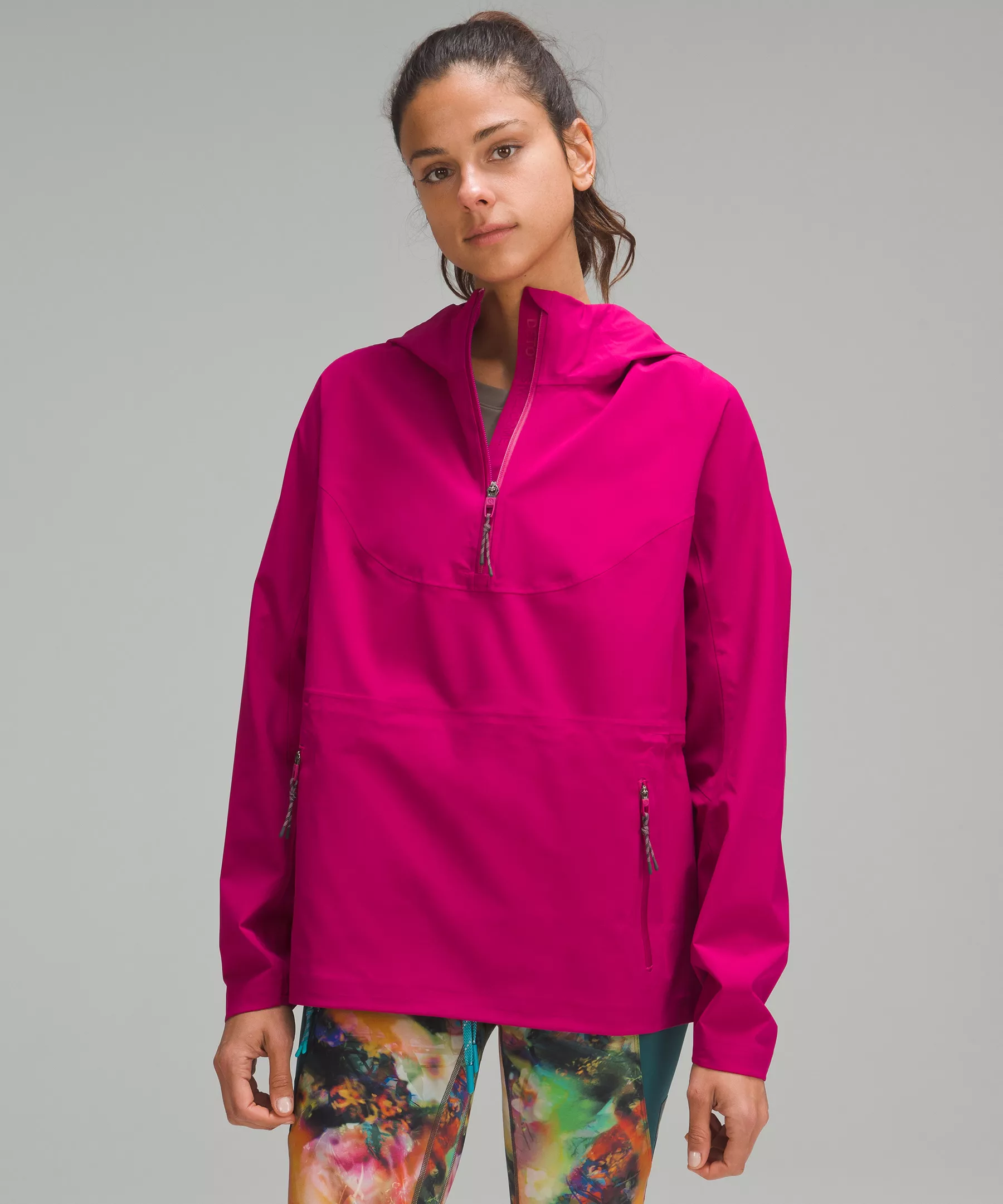 Stretch Waterproof Hiking Half-Zip Pullover Wild Berry
