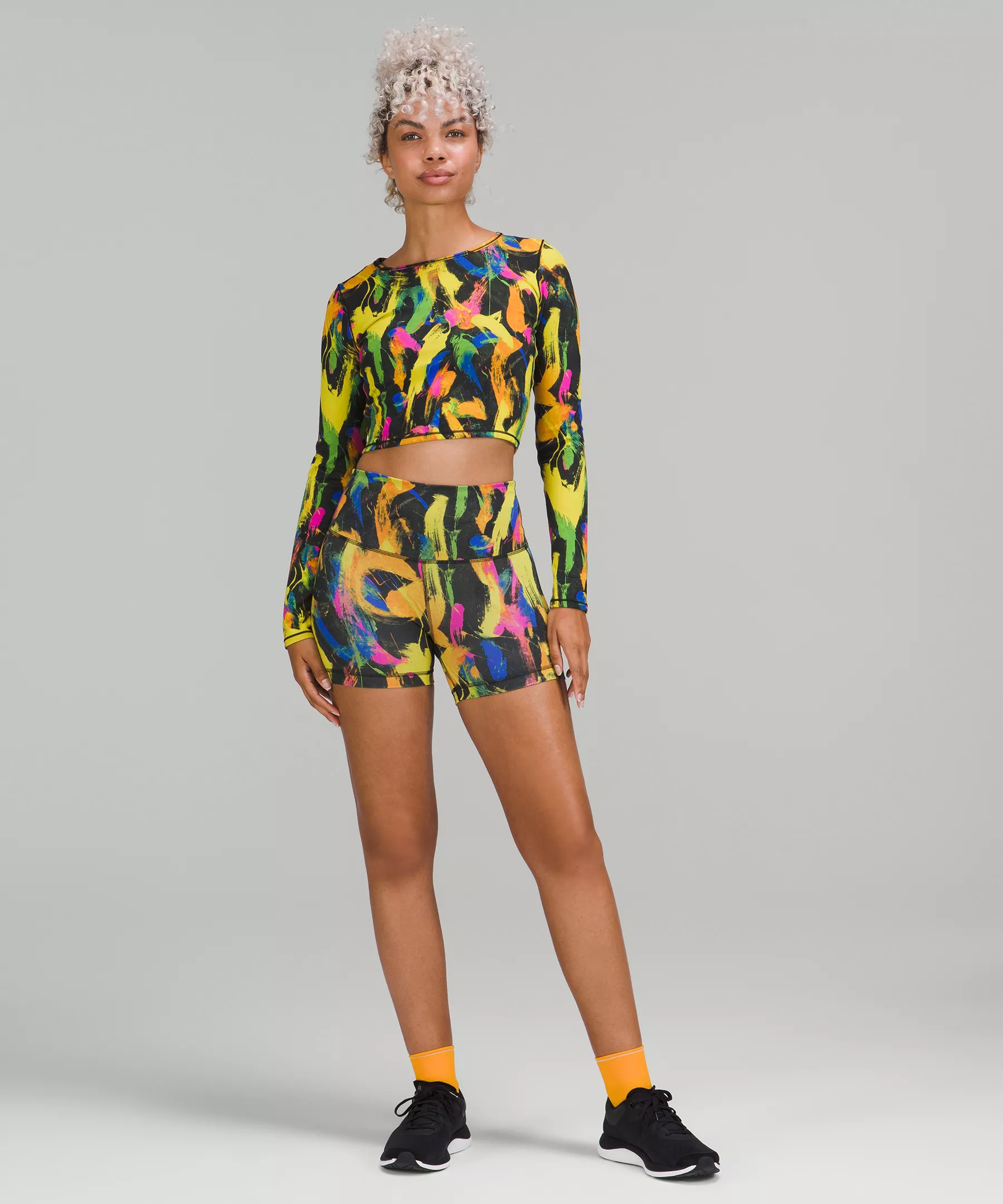 Wunder Train Cropped Long Sleeve Shirt Undertone Black Multi