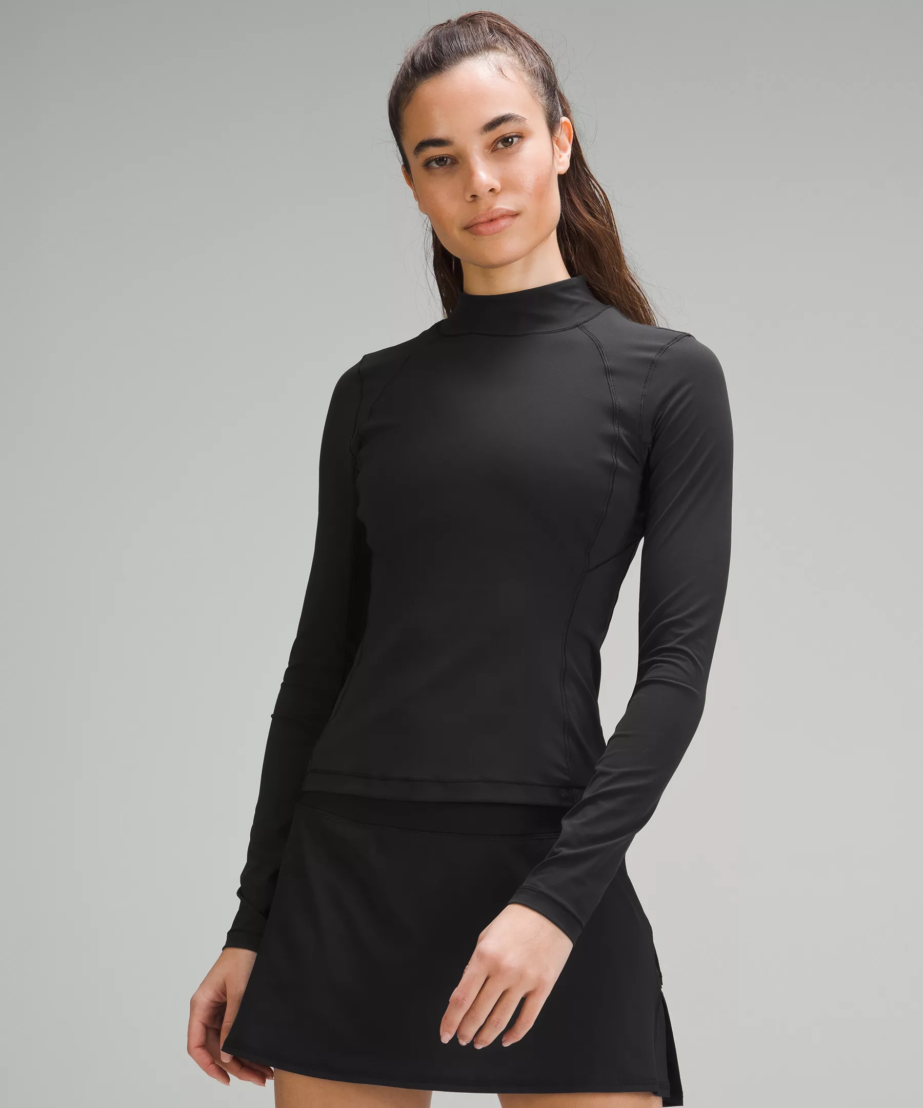 Nulux Mock-Neck Long-Sleeve Shirt Black