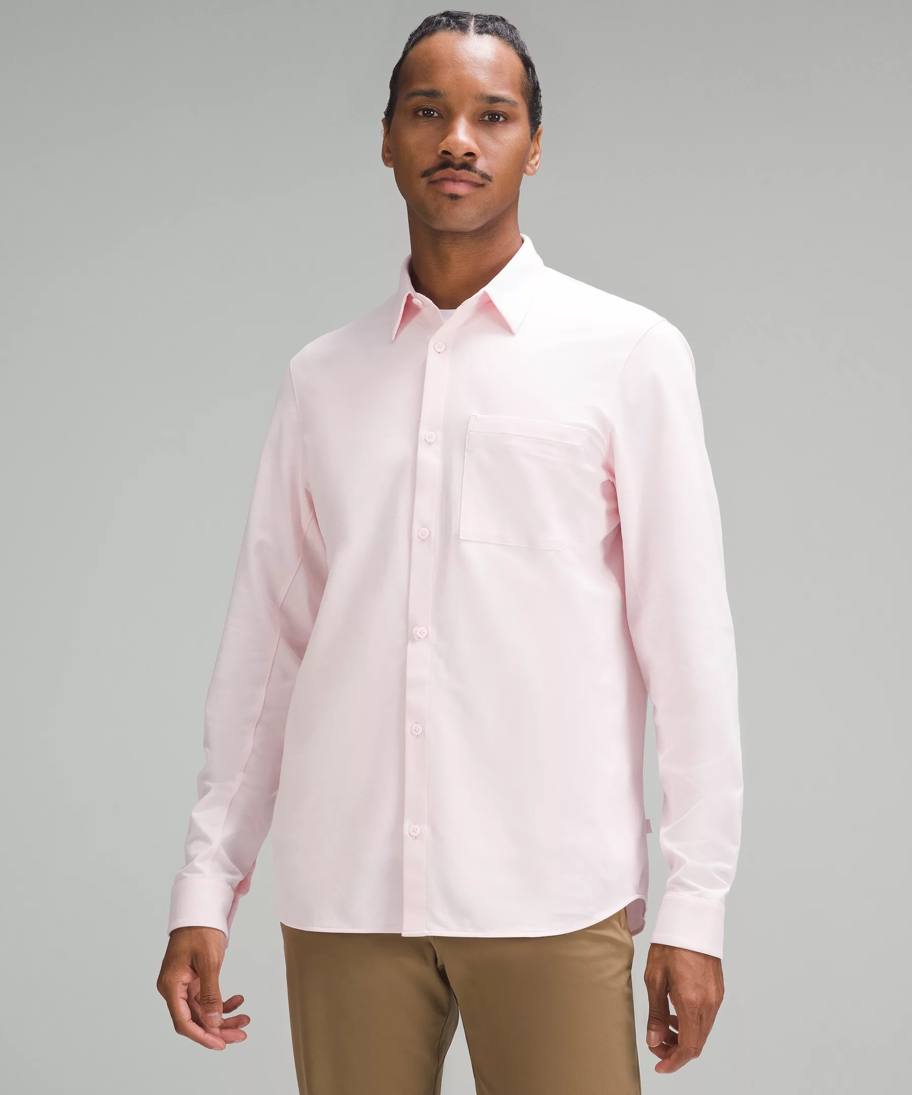 Commission Long-Sleeve Shirt *Oxford Strawberry Milkshake/White