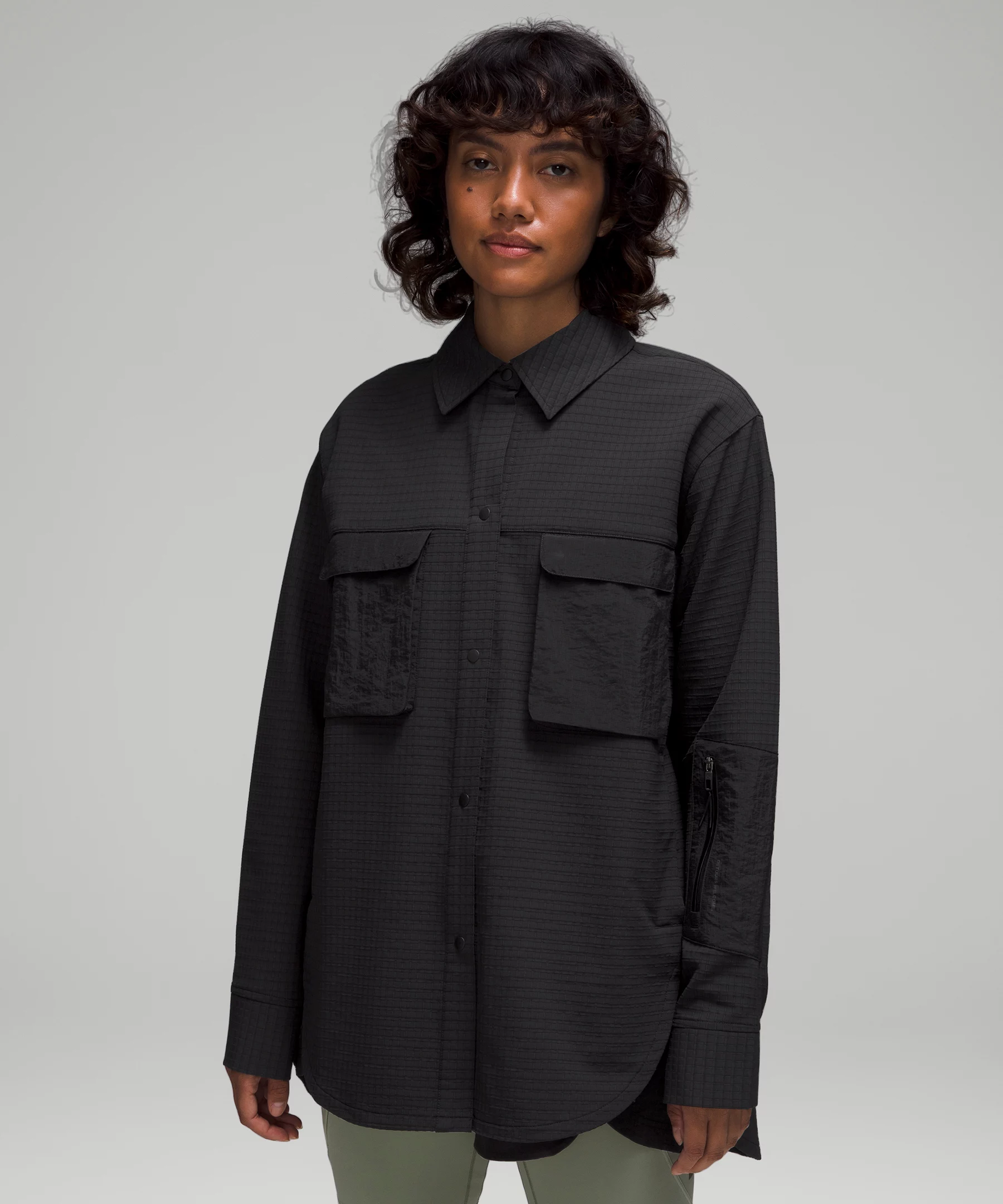 Grid Fleece Hiking Overshirt Black
