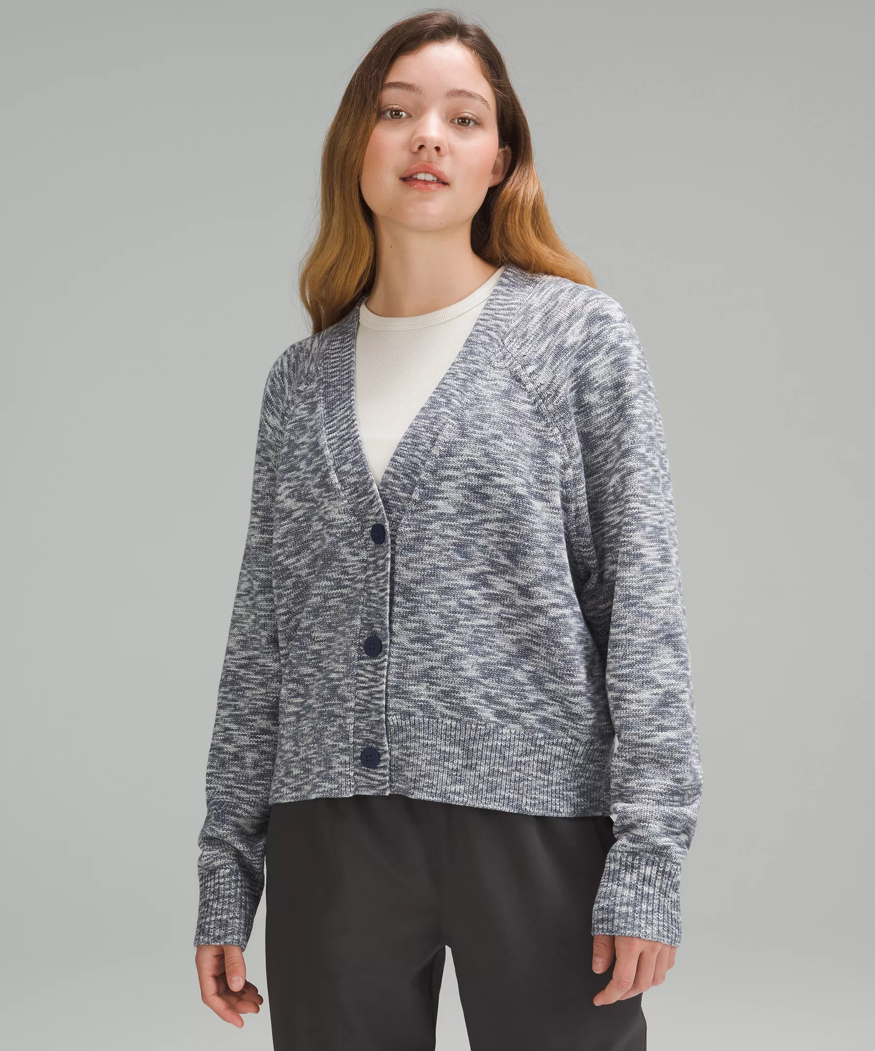 Boxy Cotton-Blend Cardigan Night Sea/True Navy/Black/Iron Blue