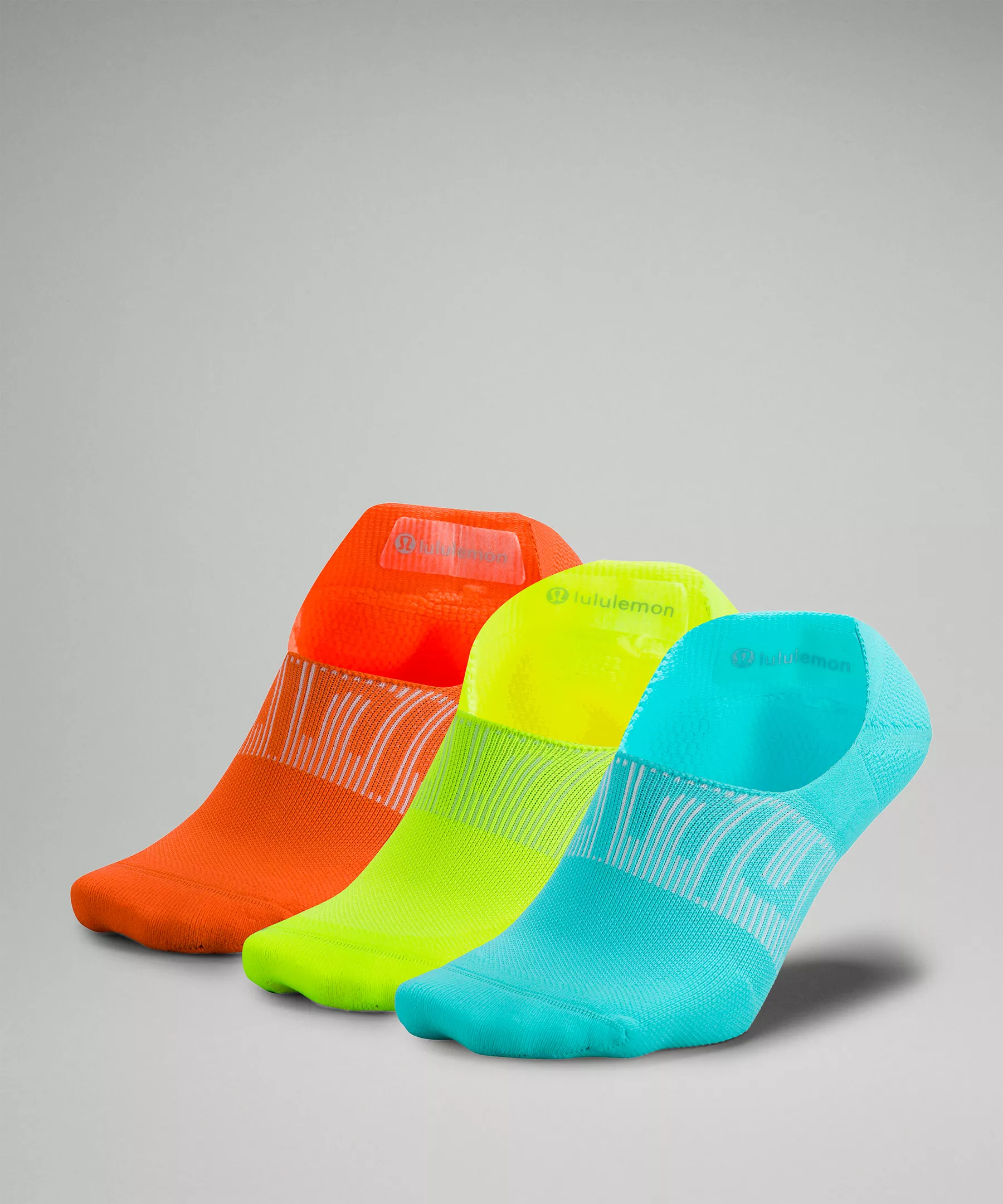 Men's Power Stride No-Show Sock with Active Grip 3 Pack *Multi-Colour Electric Turquoise/Highlight Yellow/Blaze Orange