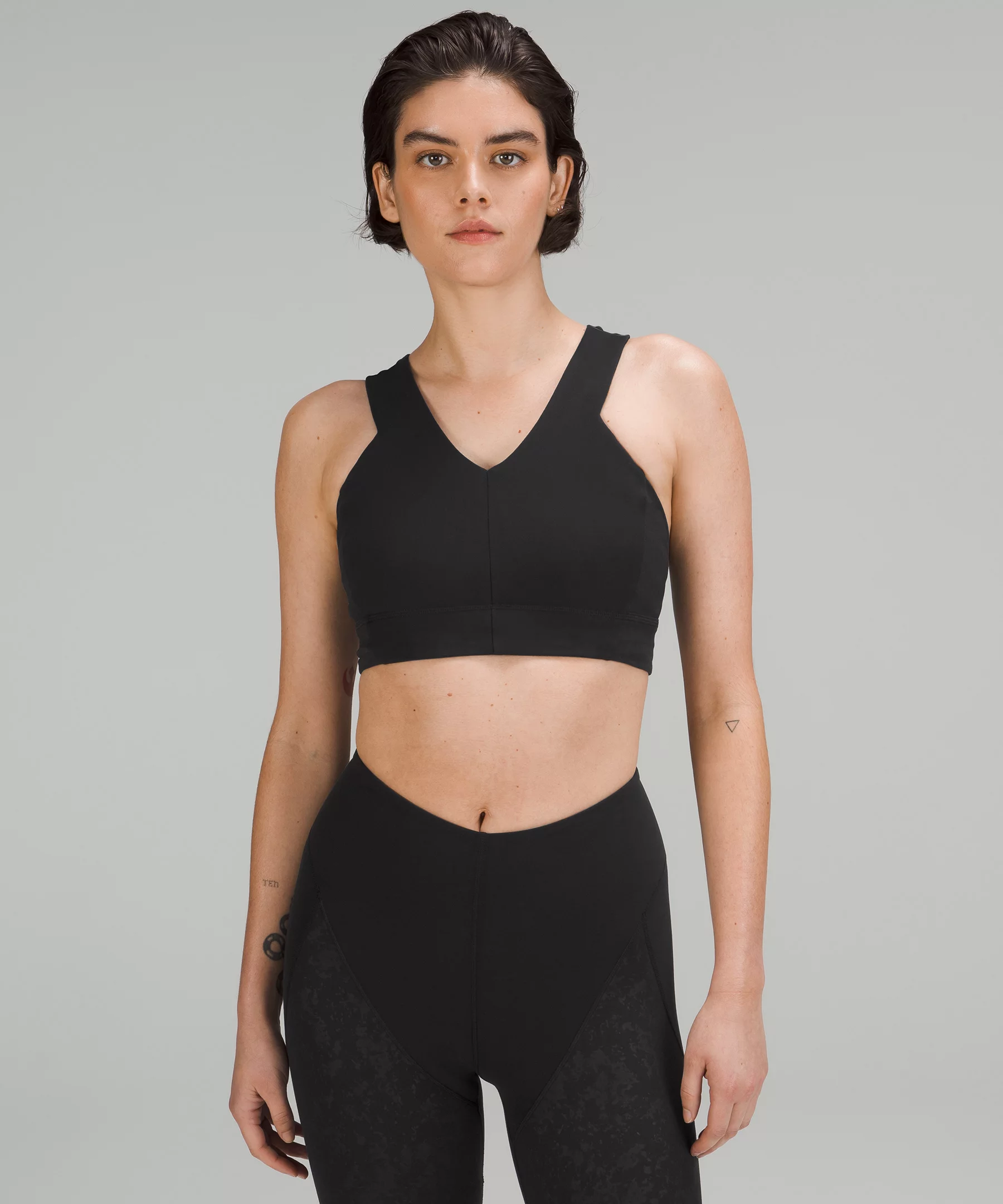 lululemon lab Embossed Nulu Cross-Back Yoga Bra Tracer Print Emboss Black Multi