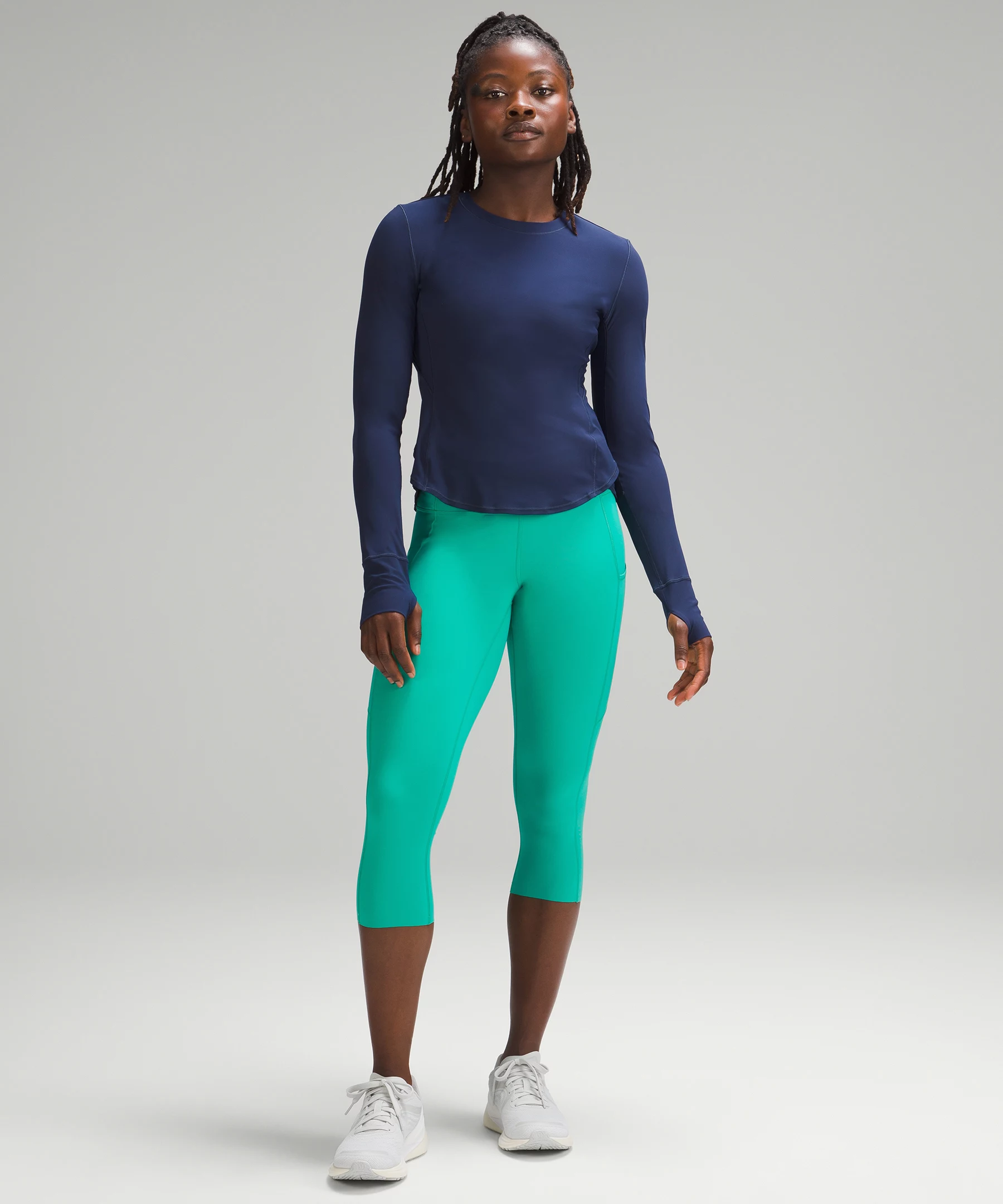 UV Protection Fold-Over Running Long-Sleeve Shirt Night Sea