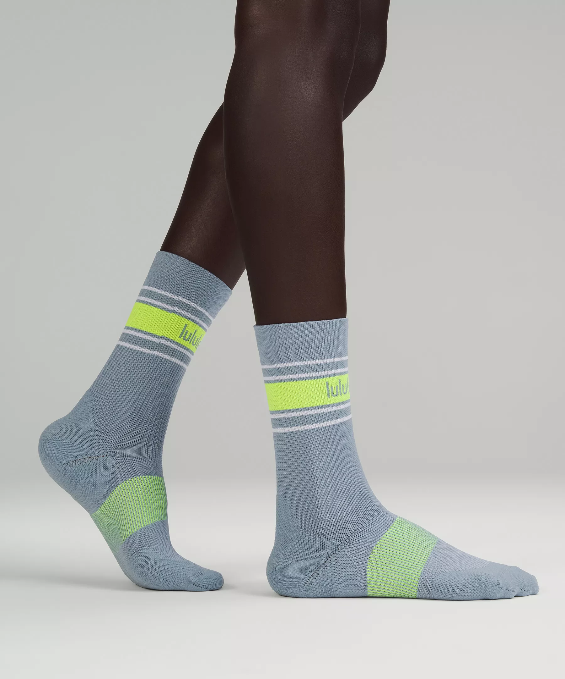 Women's Power Stride Crew Sock 3 Pack Highlight Yellow/White/Chambray