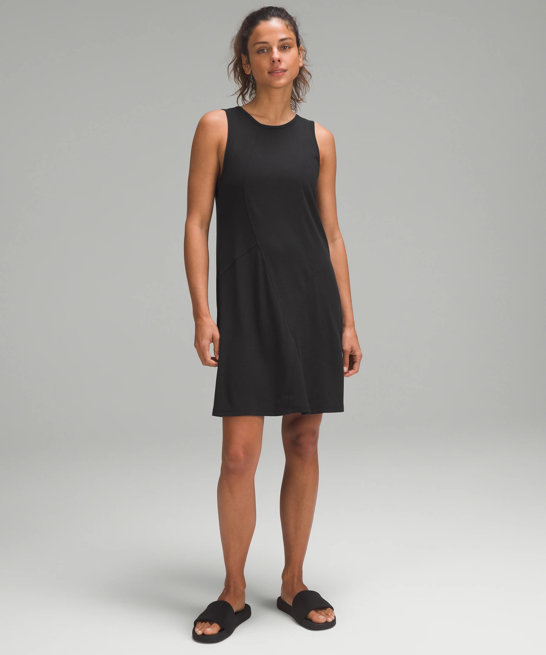 Ribbed Modal-Cotton Dress Black