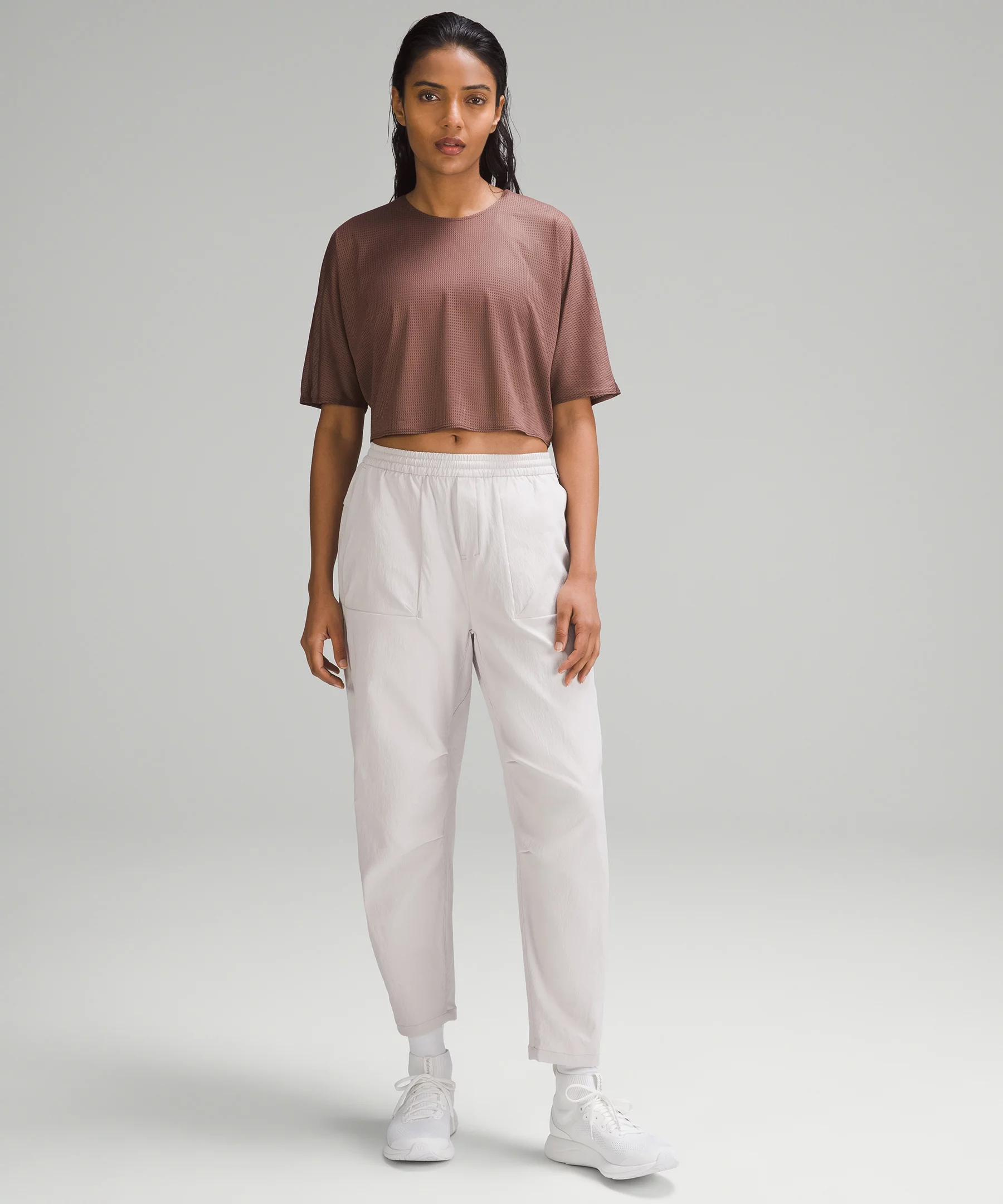 lululemon lab Women's Grid Mesh Short-Sleeve Shirt *Graphic Twilight Rose