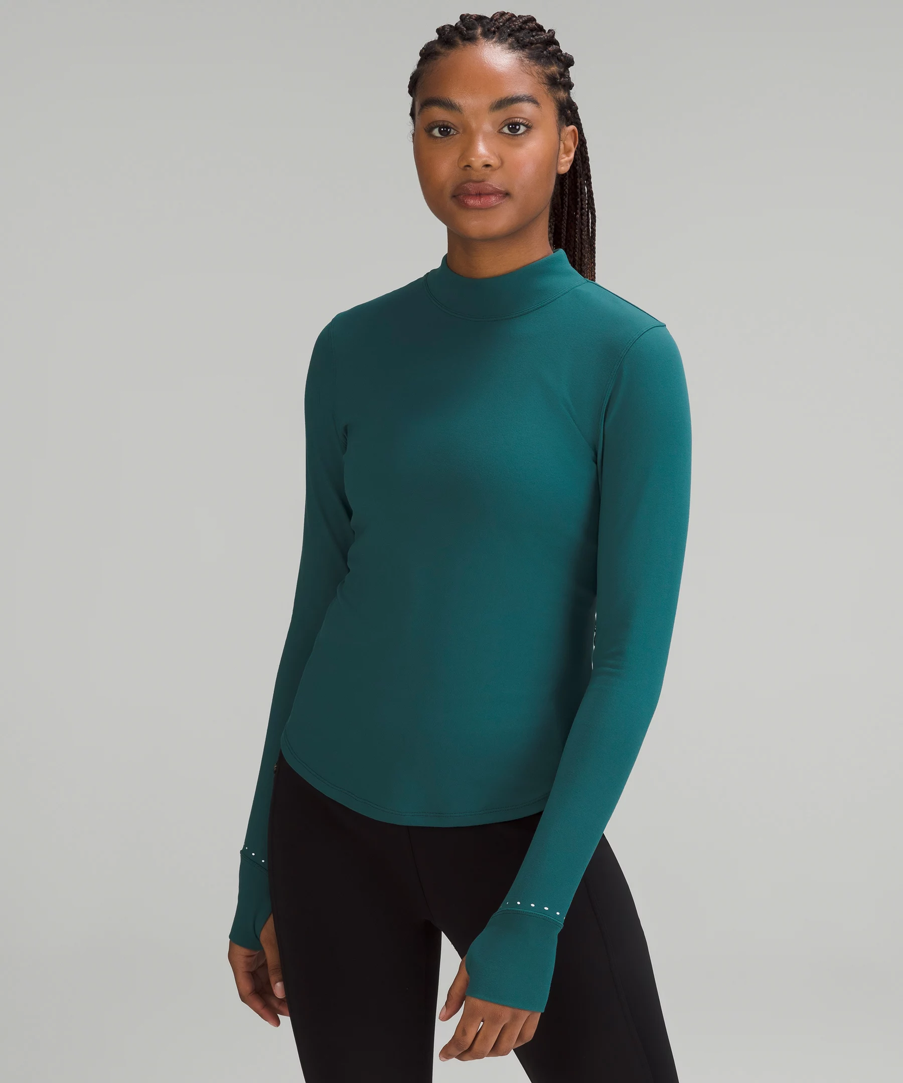 Rulu Running Long-Sleeve Mock Neck Shirt Green Jasper