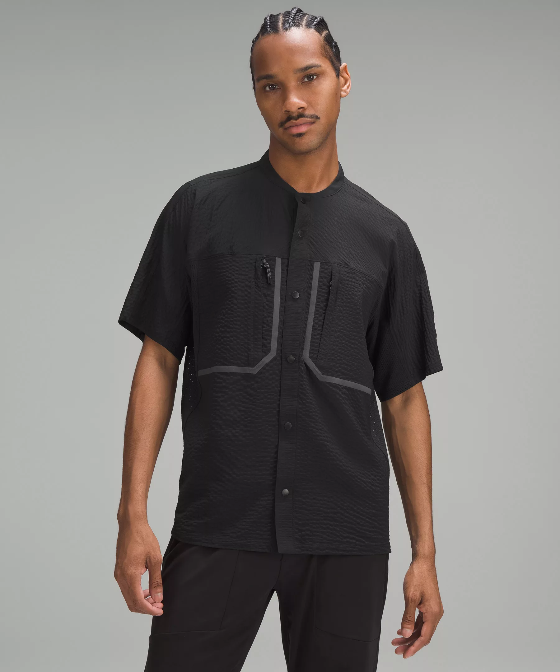 Lightweight Hiking Short-Sleeve Overshirt Black