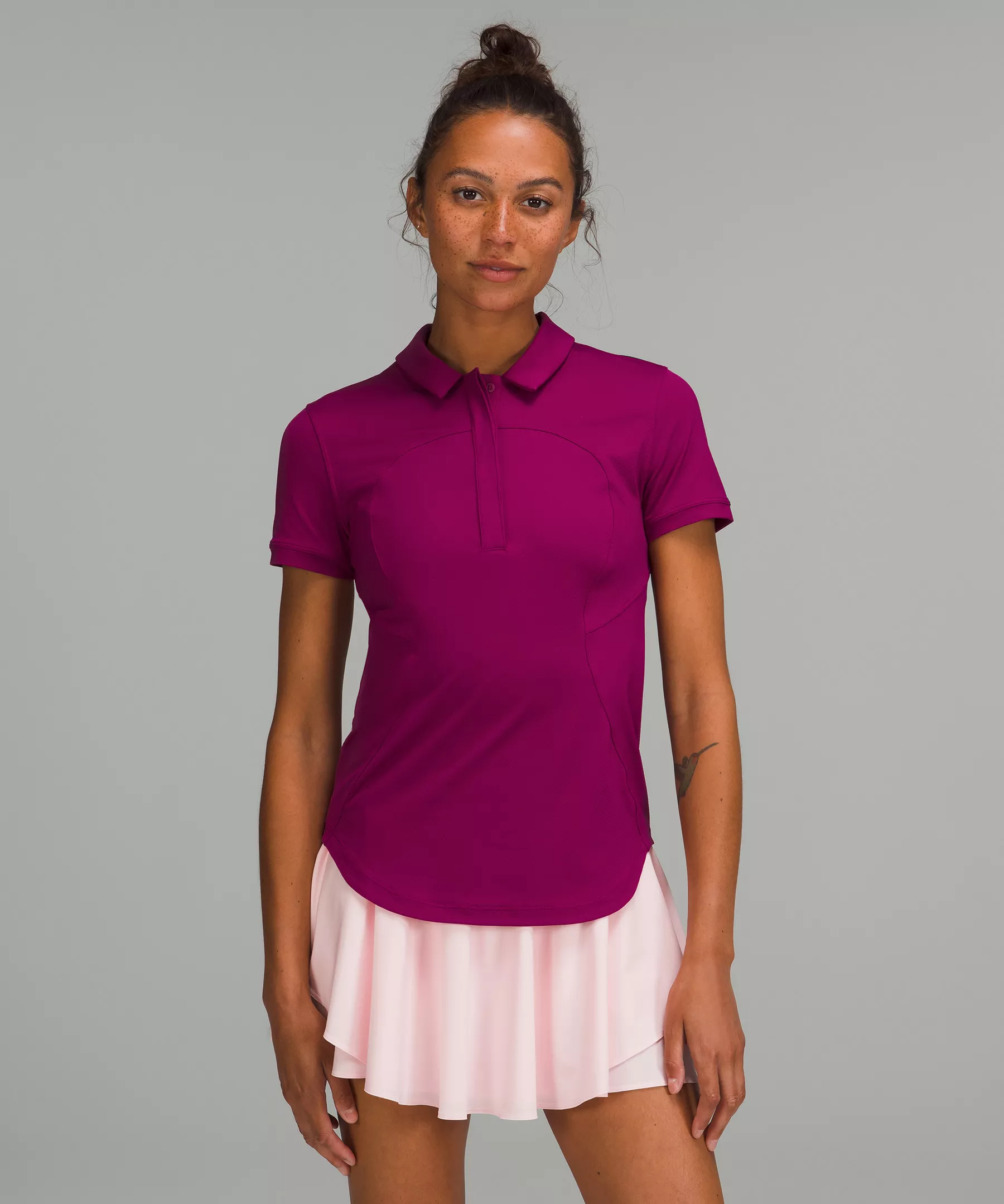 Quick-Dry Short Sleeve Polo Shirt Magenta Purple