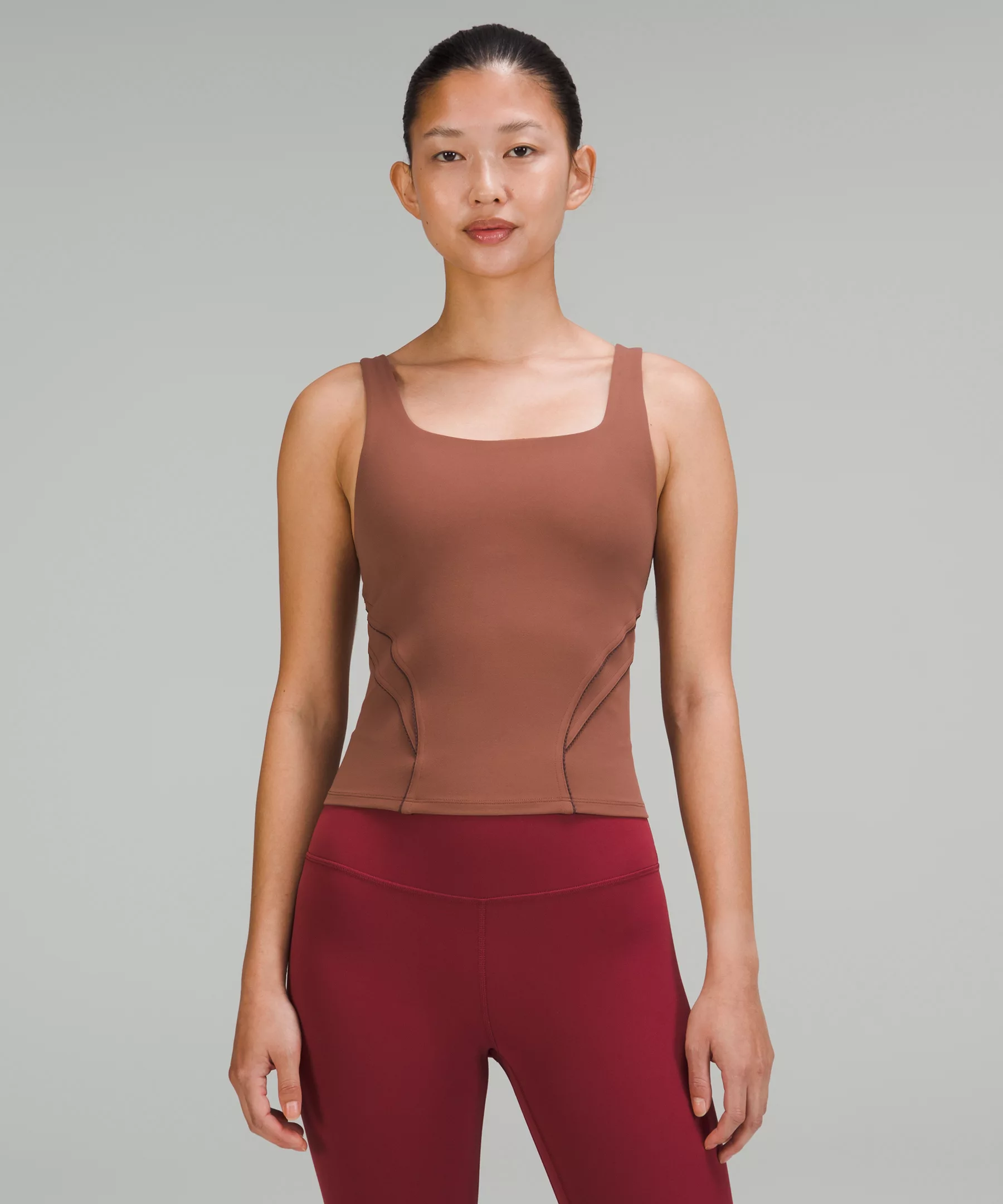 Nulu and Mesh-Back Shelf-Bra Yoga Tank Top Ancient Copper