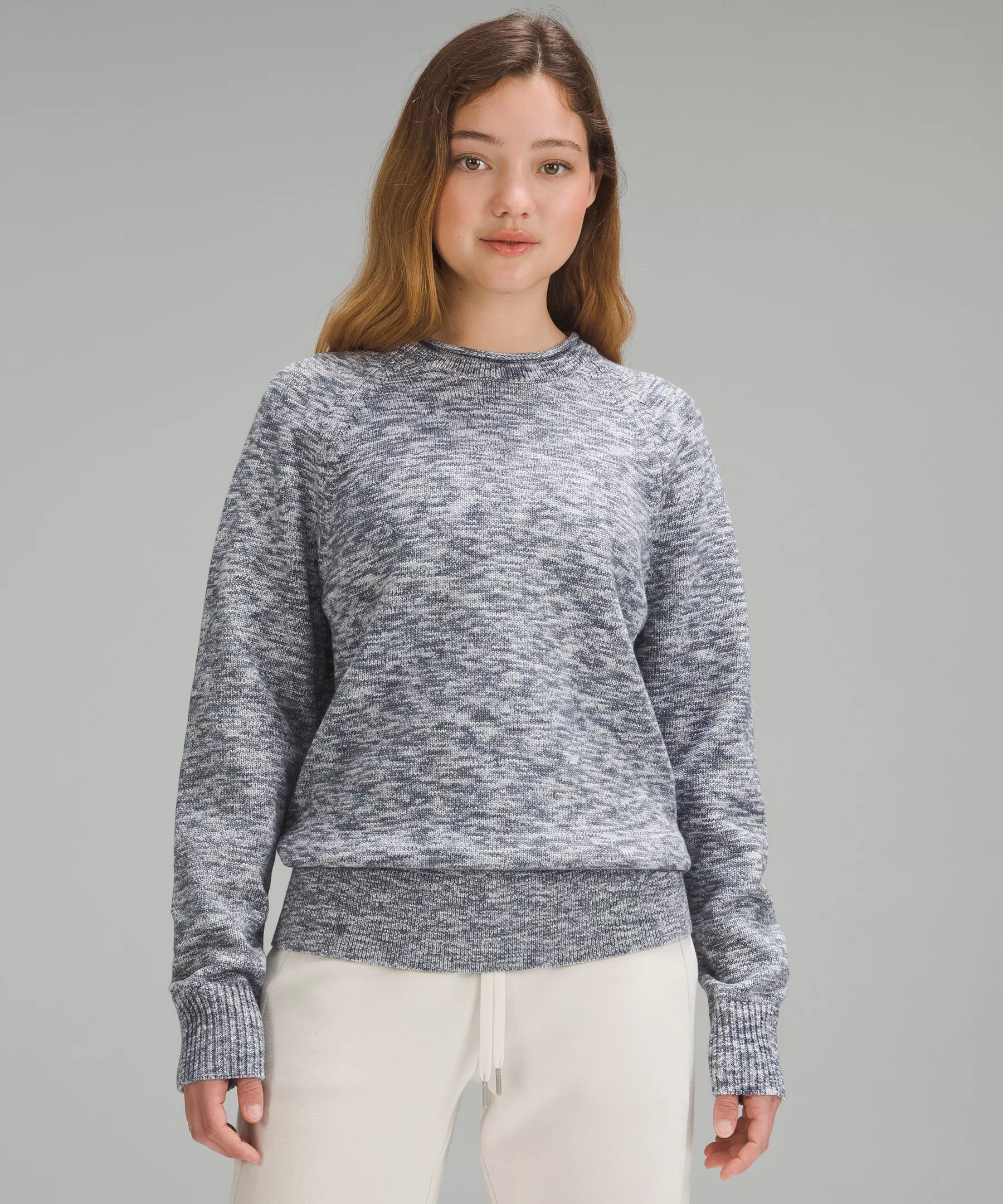 Boxy Cotton-Blend Sweater Night Sea/True Navy/Black/Iron Blue