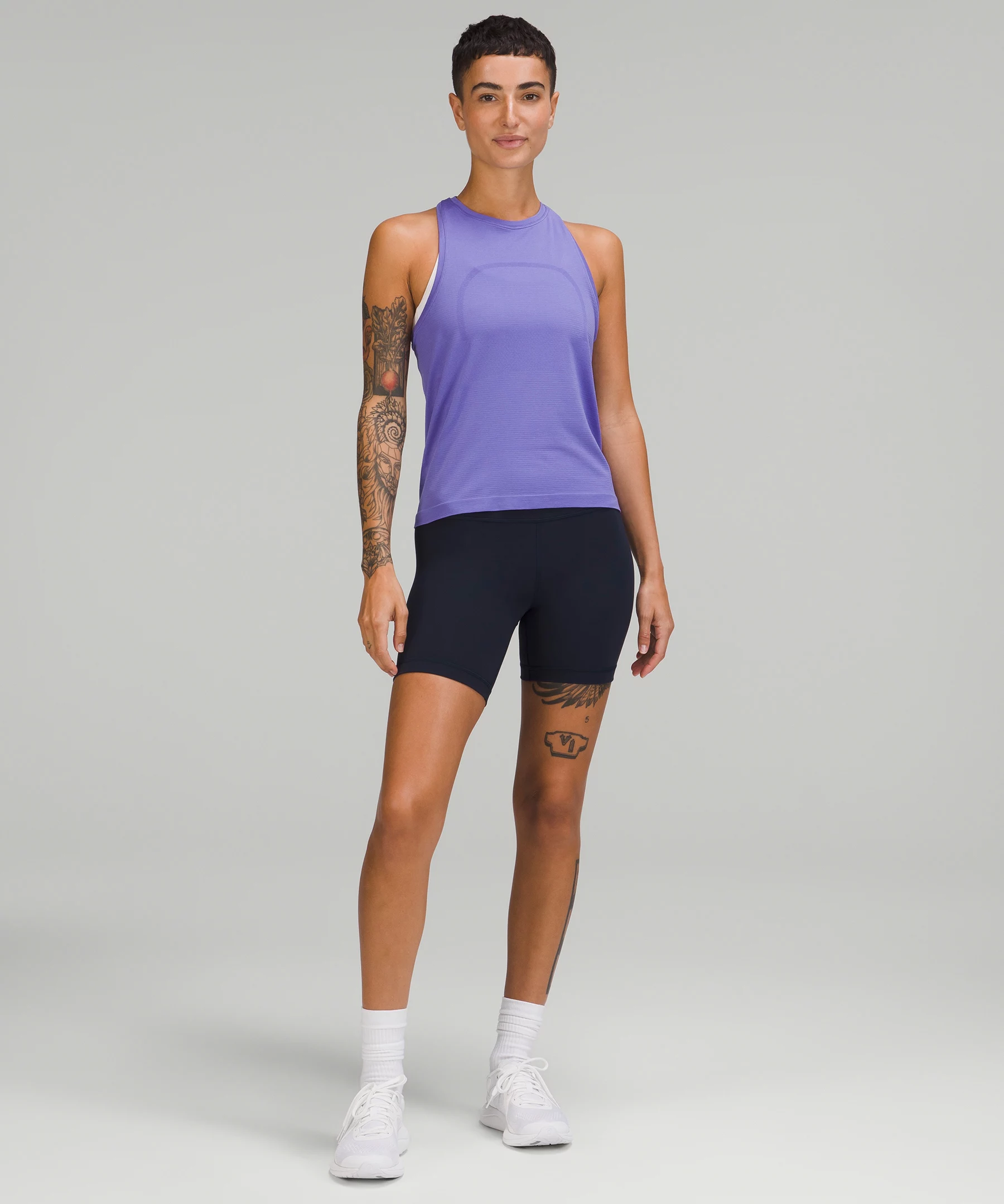 Swiftly Tech High-Neck Tank Top 2.0 *Race Length Charged Indigo/Charged Indigo