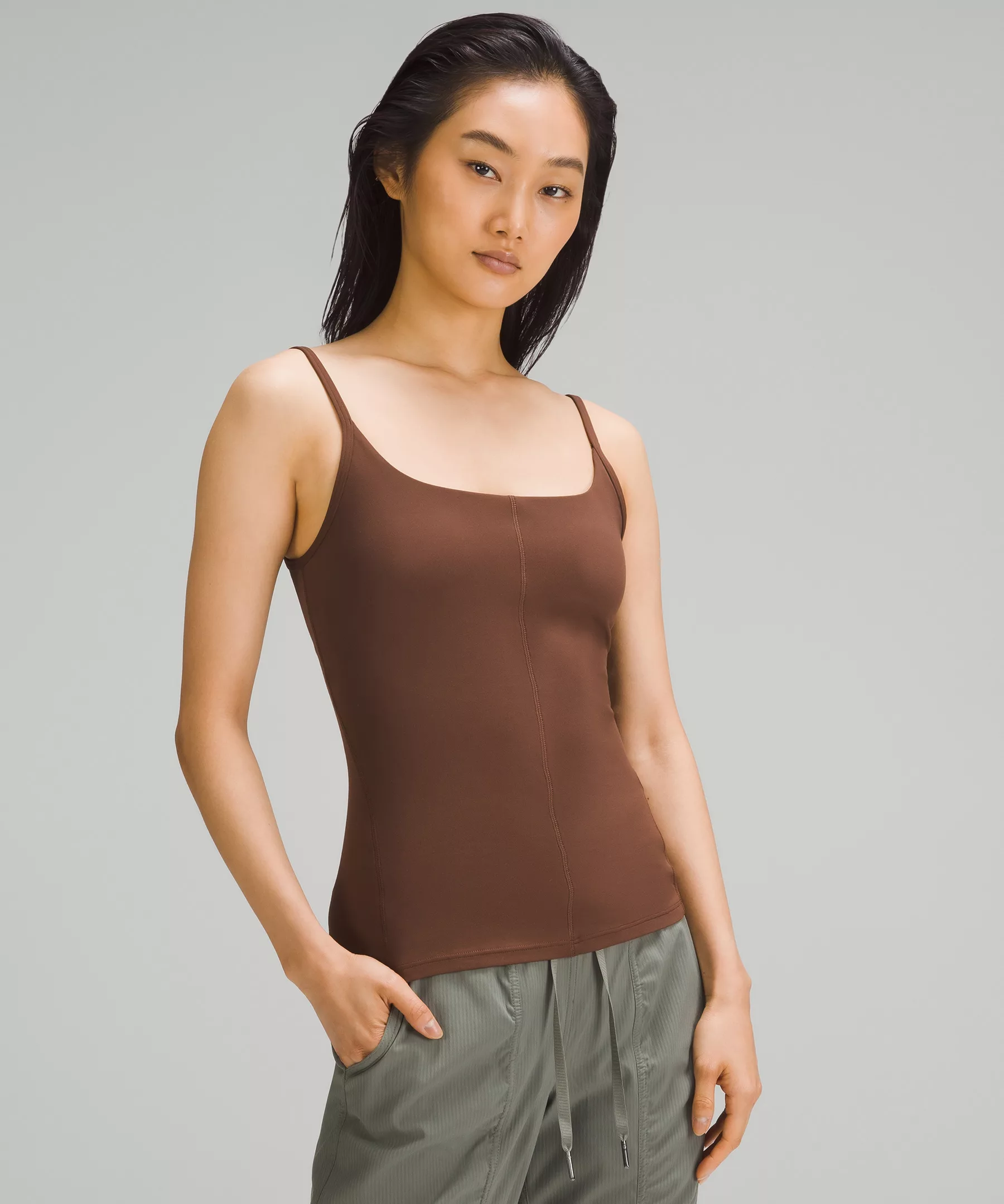 Straight Strap Close-to-Body Shelf Tank Top *Online Only Java