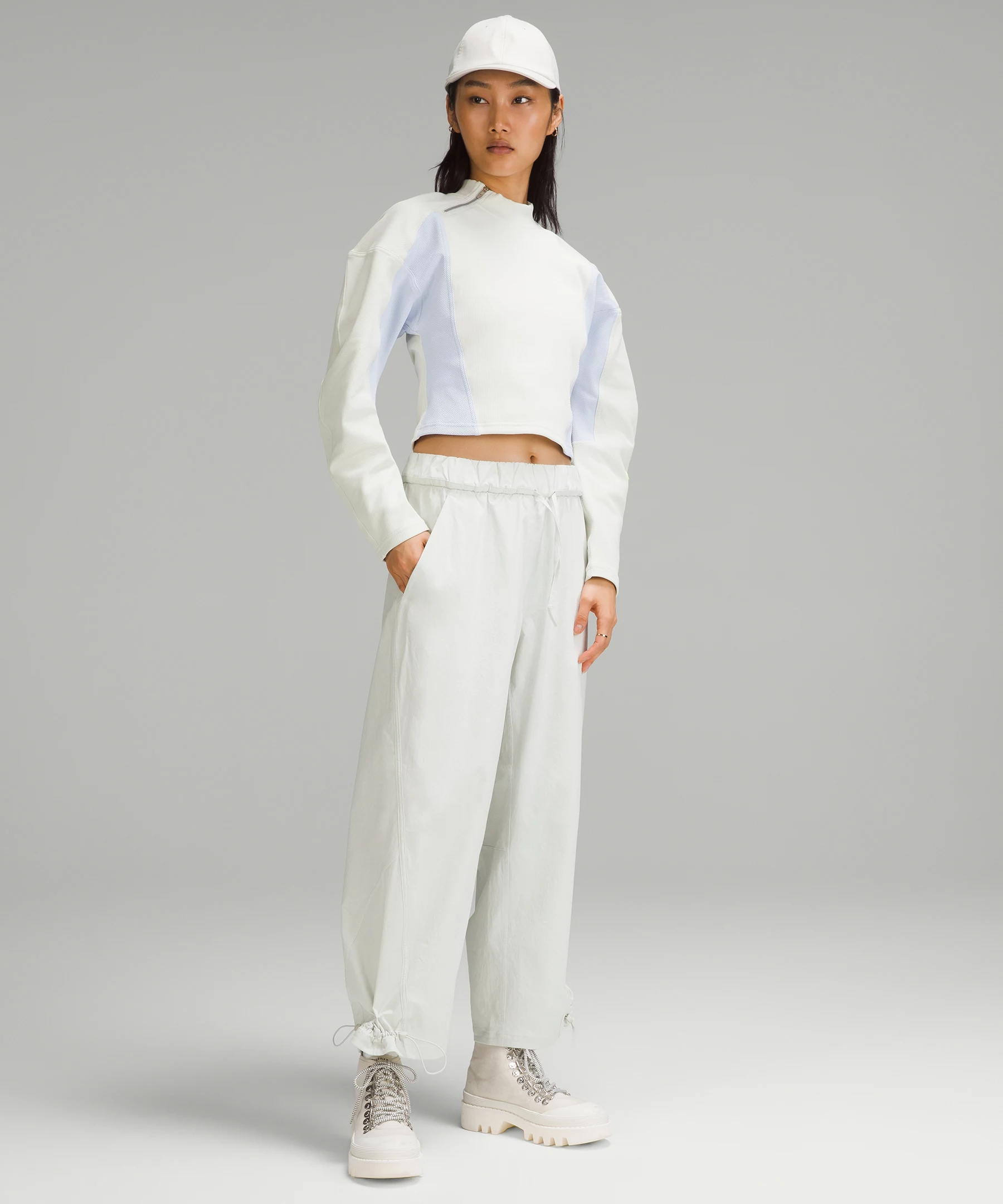 Ribbed Luxtreme Wide-Sleeve Pullover Bone/Blissful Blue