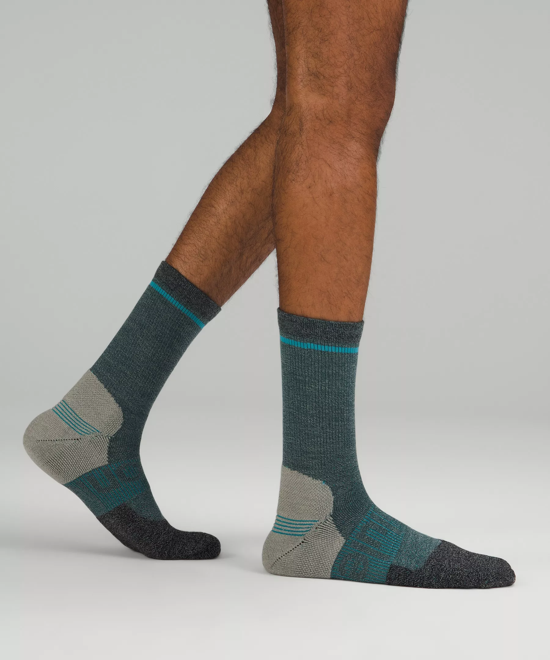 Men's Power Stride Hiking Crew Sock Green Jasper/Oceanic